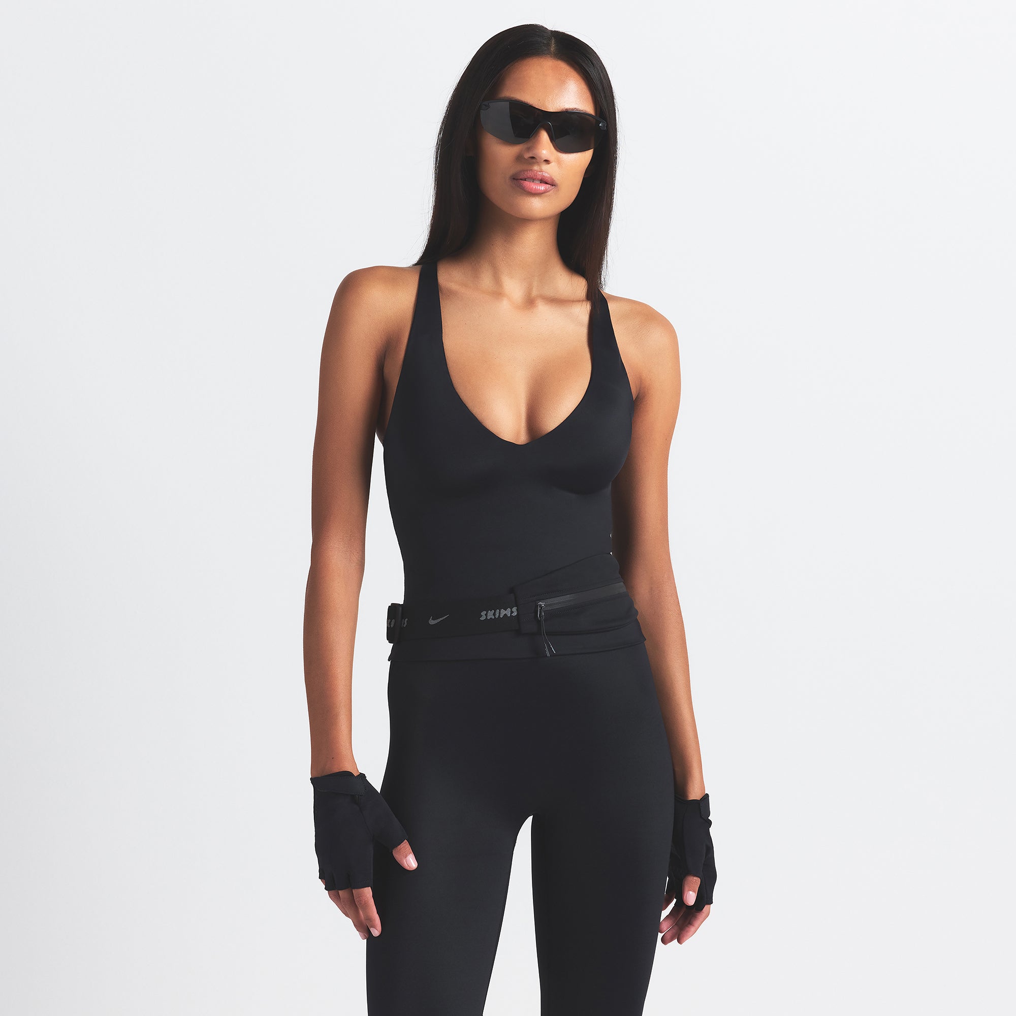 NikeSKIMS SHINE V-NECK TANK | OBSIDIAN - Image 4