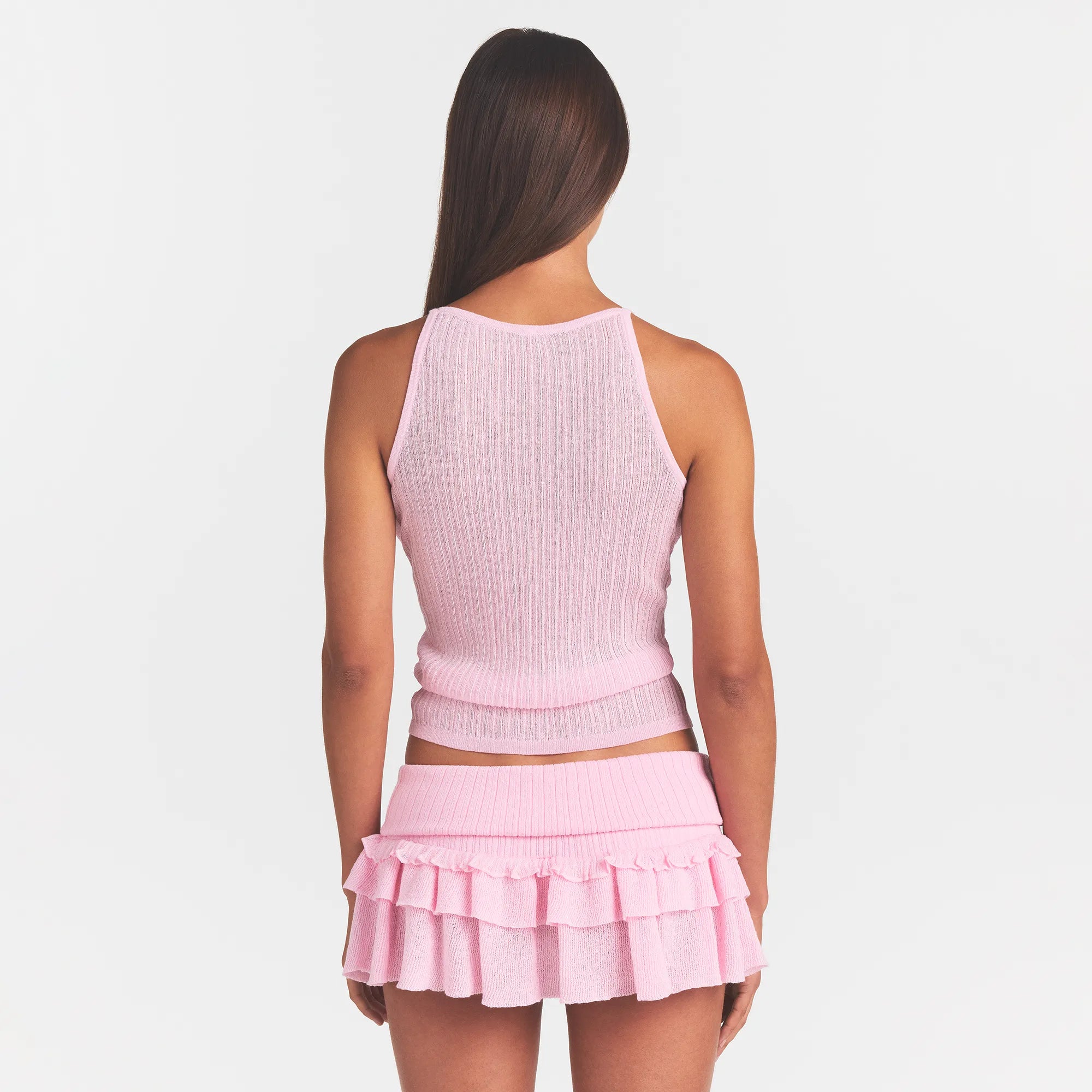 SHEER KNIT PLUNGE TANK | PEONY - Image 4
