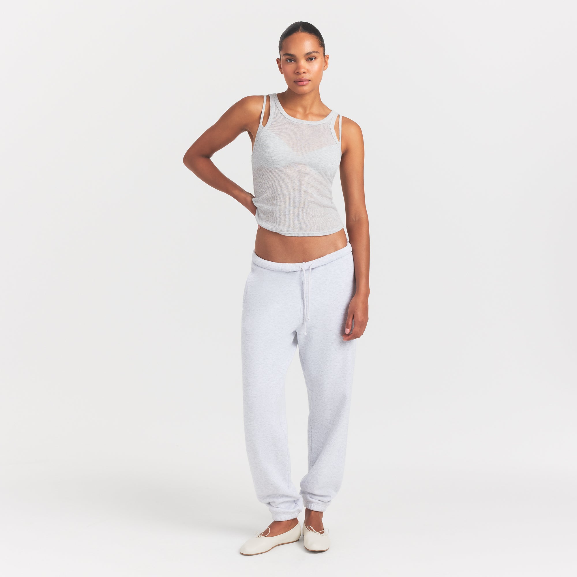 SHEER RIB TANK | LIGHT HEATHER GREY - Image 2