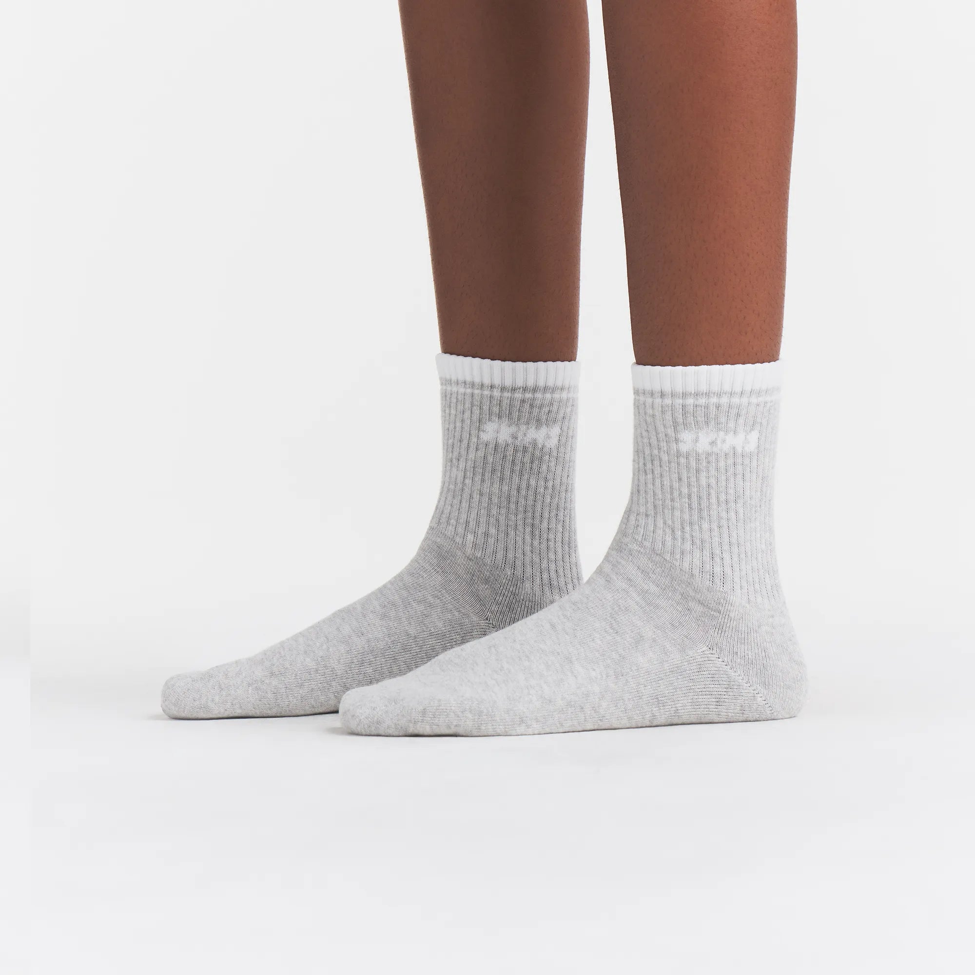 SKIMS SOCKS RIBBED QUARTER CREW LOGO SOCK 3-PACK | CURRANT SNOW MULTI - Image 2