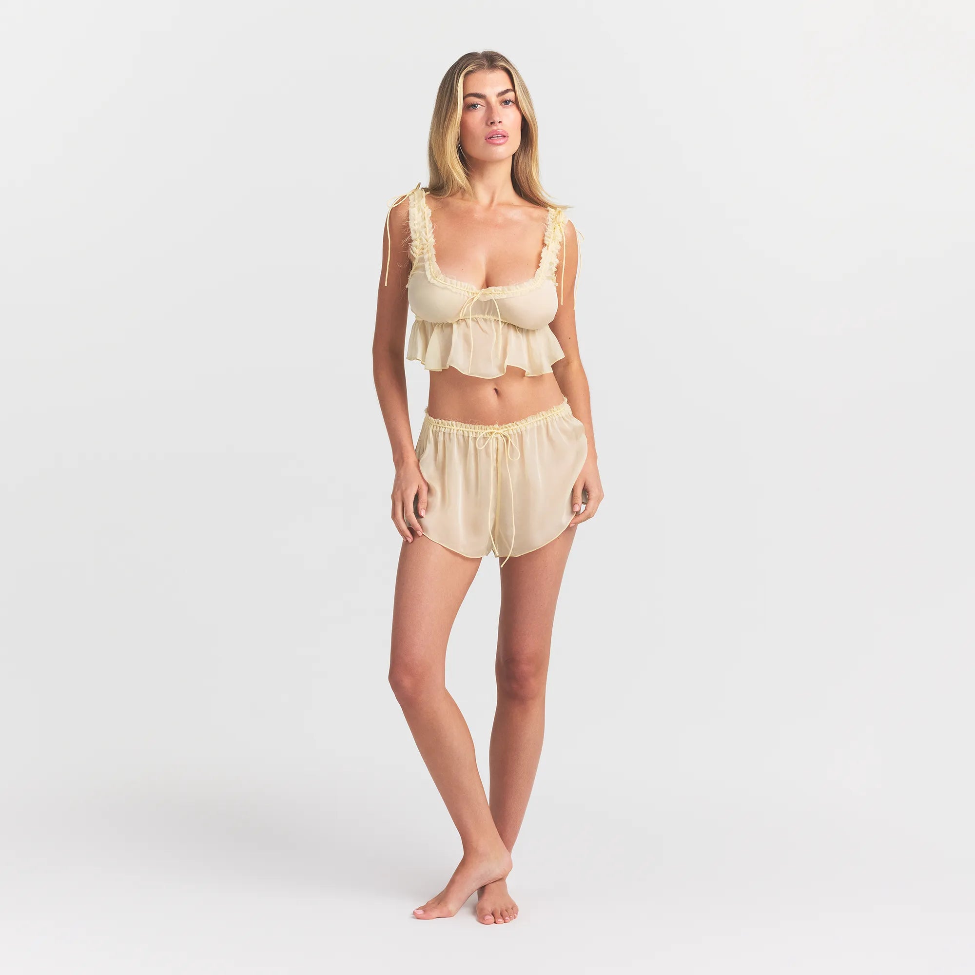 SKIMS ROMANCE BABYDOLL AND SHORT SET | BUTTER - Image 2