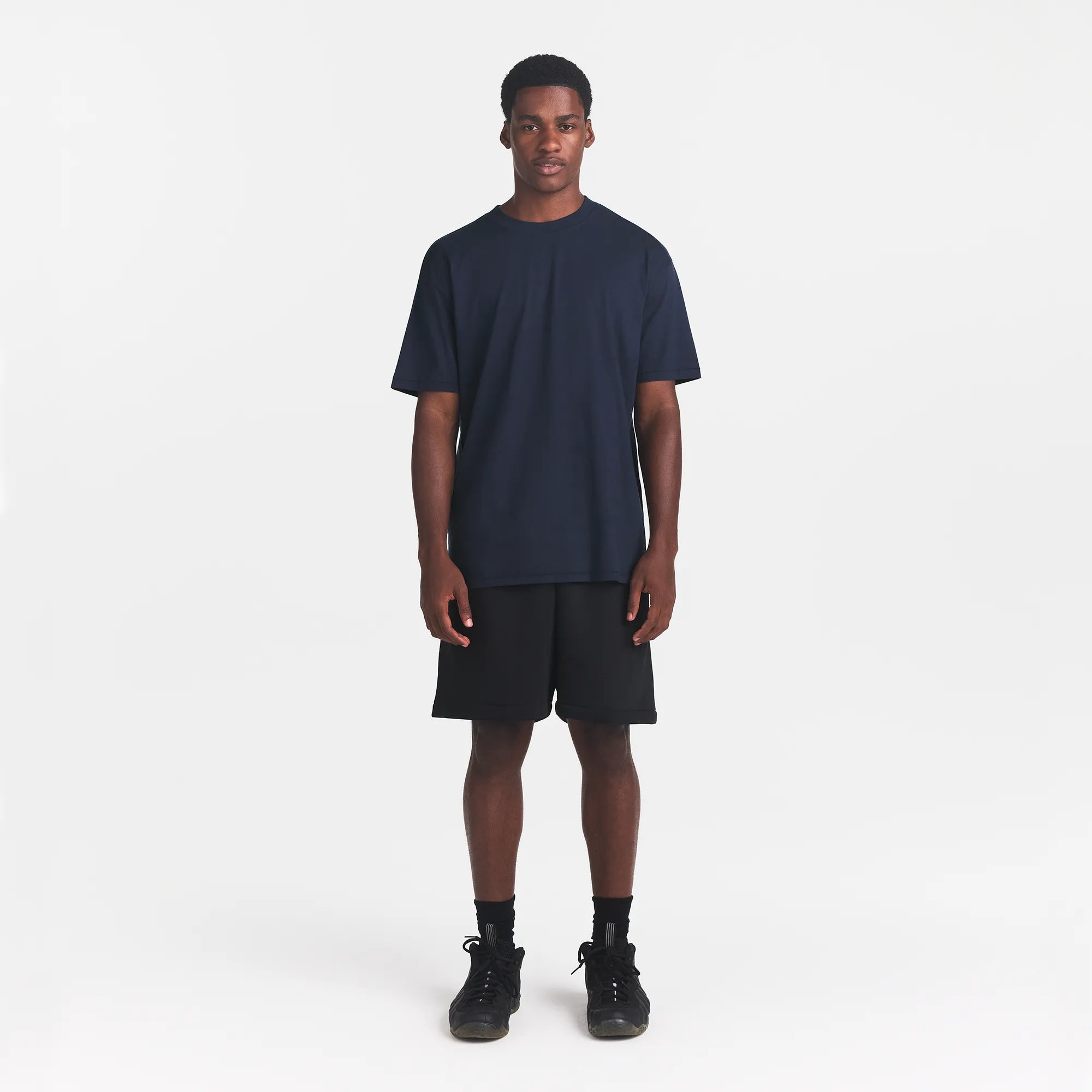 HEAVYWEIGHT COTTON MENS RELAXED T-SHIRT | BLUE BLACK - Image 2