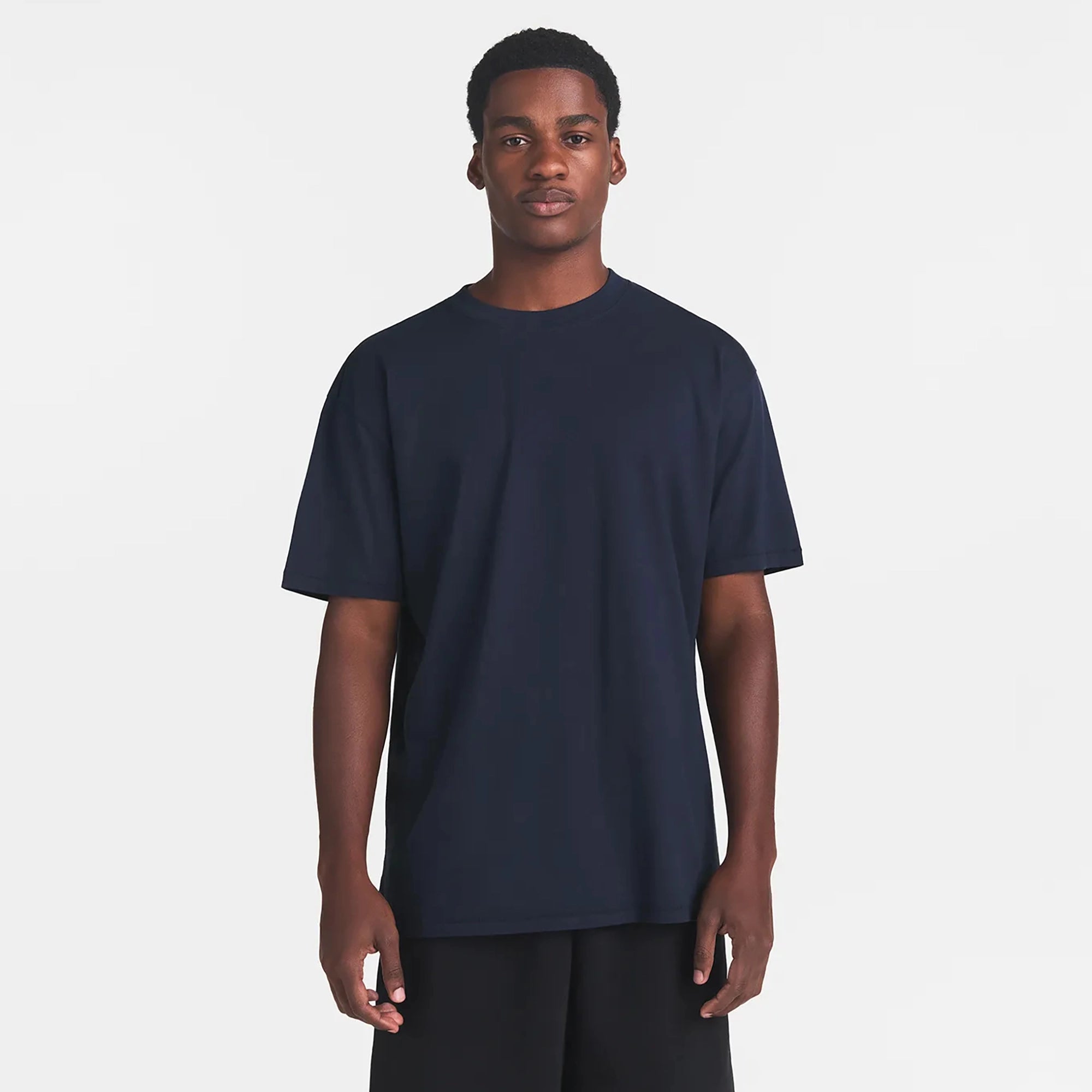 HEAVYWEIGHT COTTON MENS RELAXED T-SHIRT | BLUE BLACK - Image 3