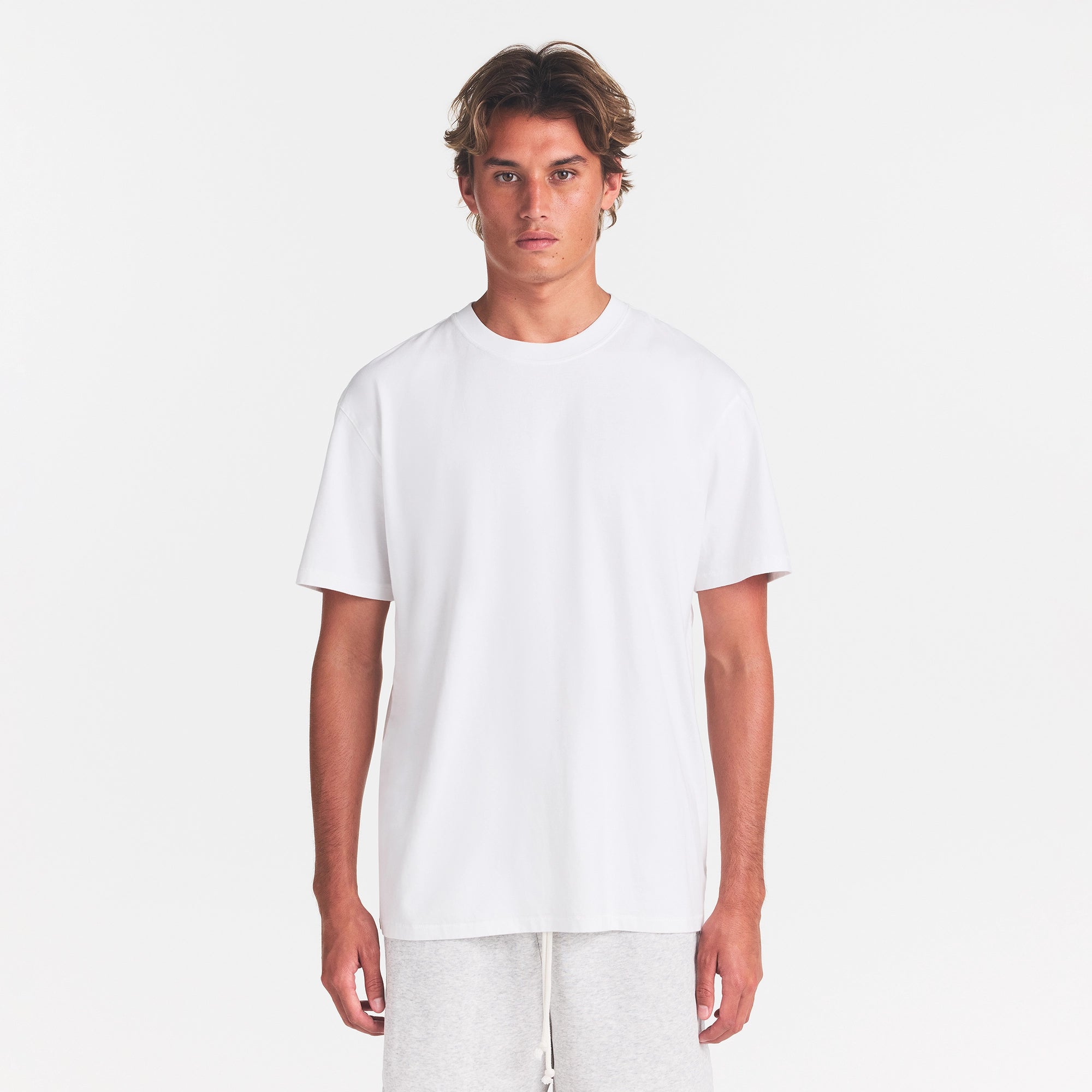 HEAVYWEIGHT COTTON MENS RELAXED T-SHIRT | CHALK - Image 3