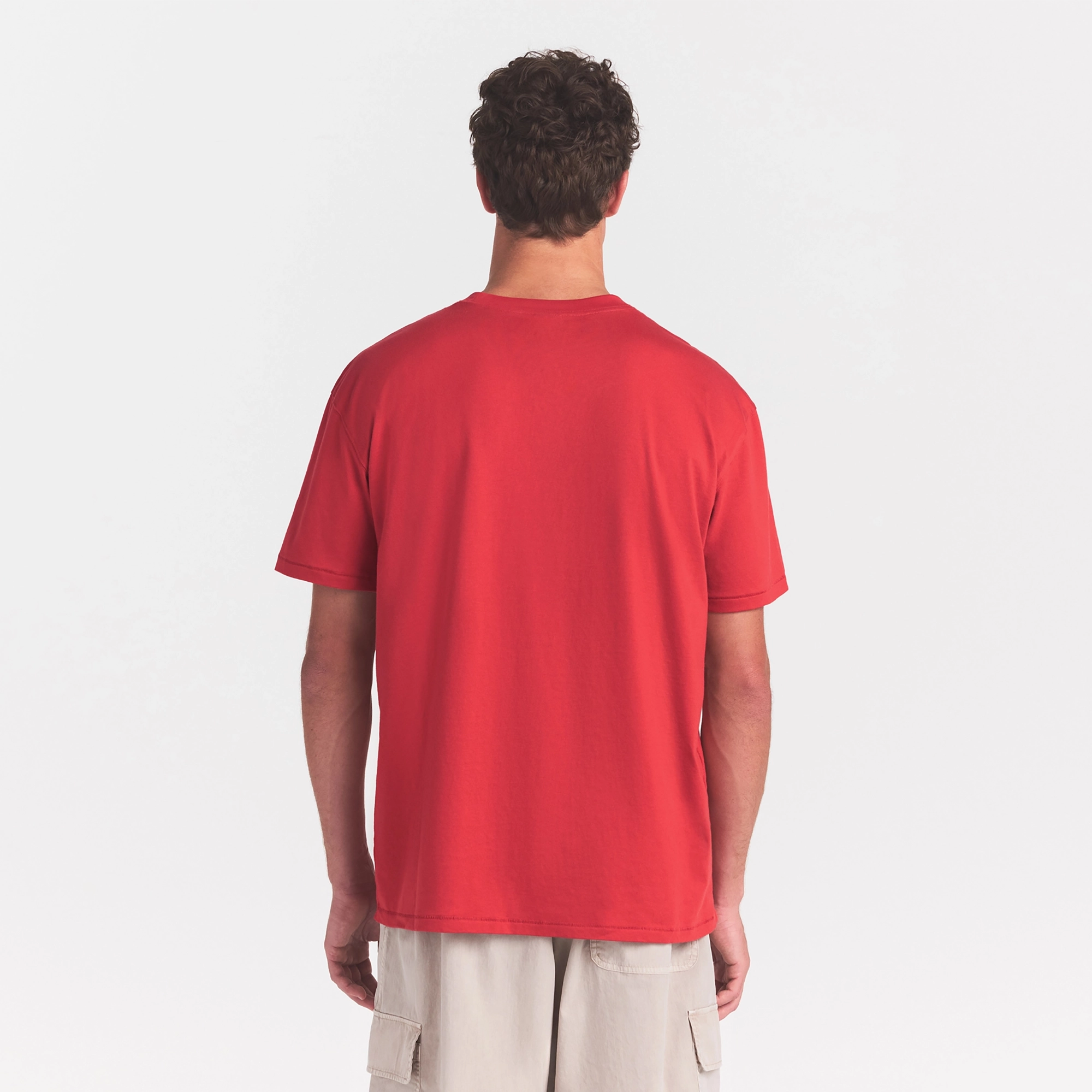 HEAVYWEIGHT COTTON MENS RELAXED T-SHIRT | WASHED RED - Image 4