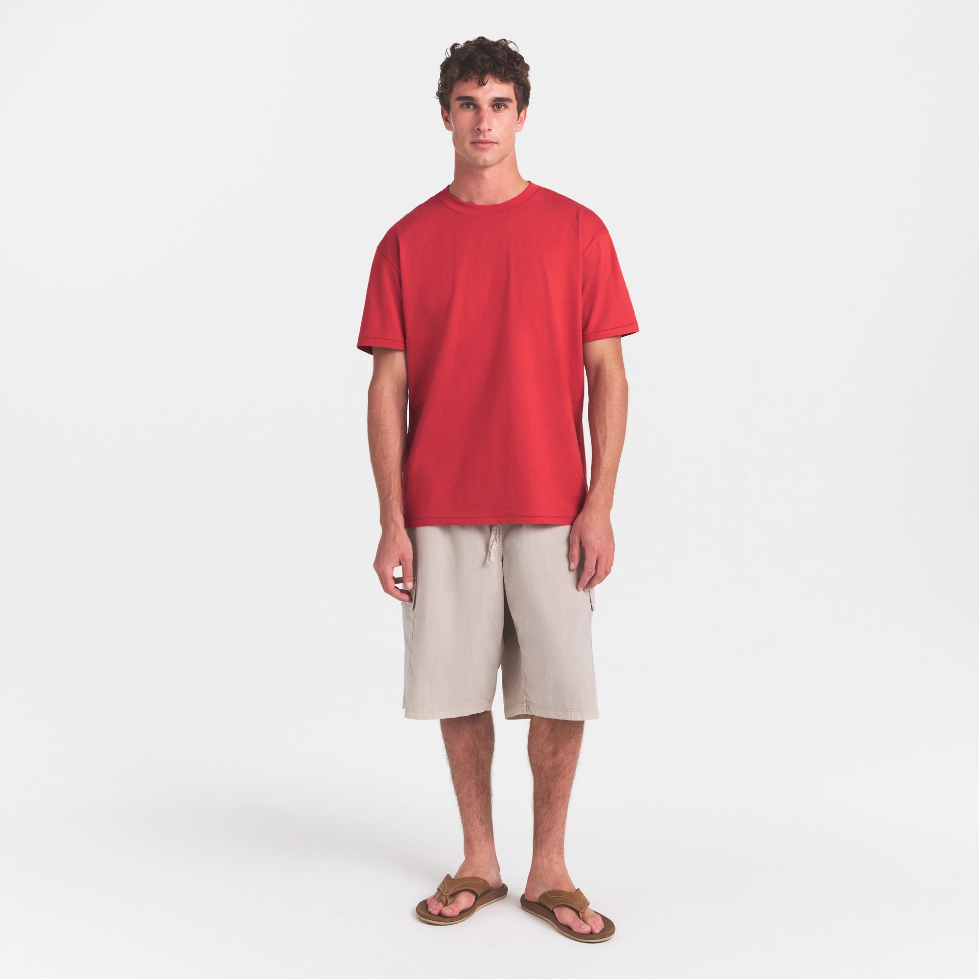HEAVYWEIGHT COTTON MENS RELAXED T-SHIRT | WASHED RED - Image 2
