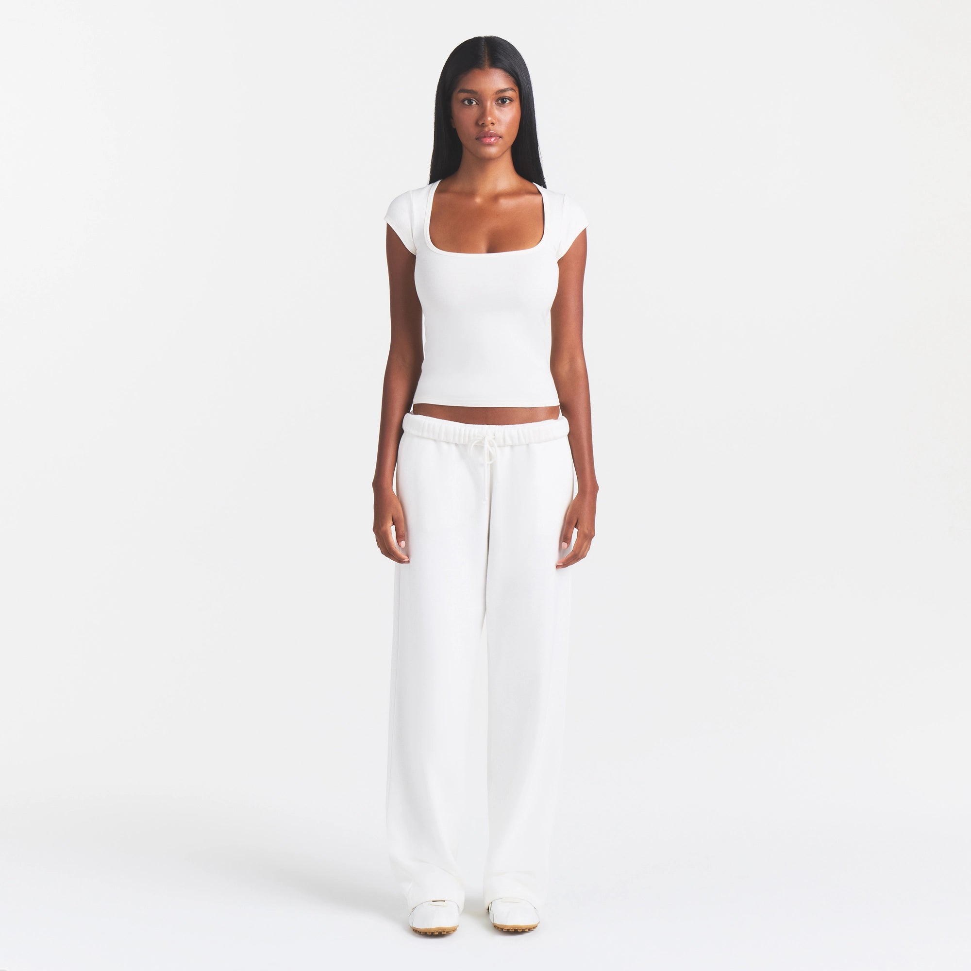 COTTON JERSEY SCOOP NECK T-SHIRT | MARBLE - Image 2