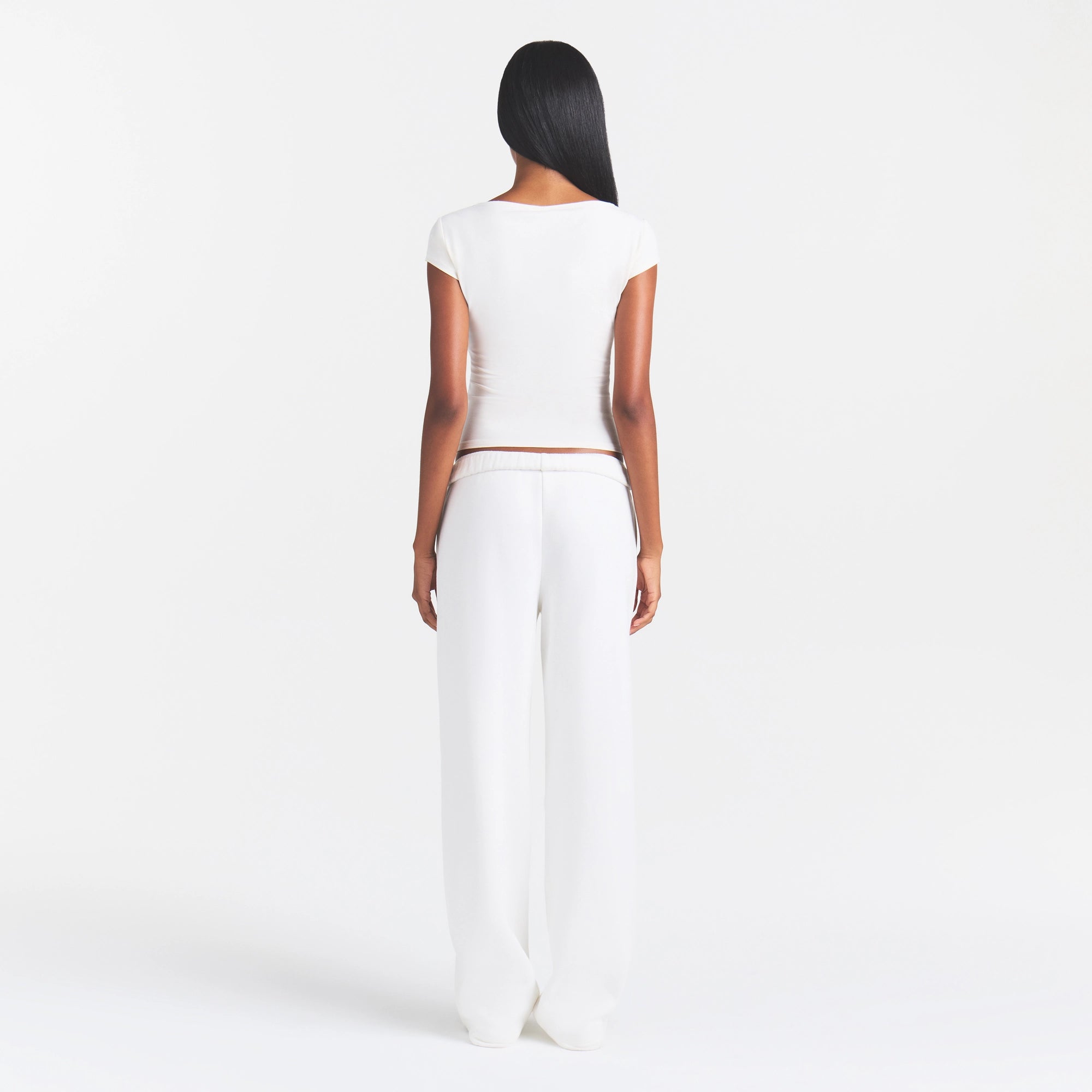COTTON JERSEY SCOOP NECK T-SHIRT | MARBLE - Image 3