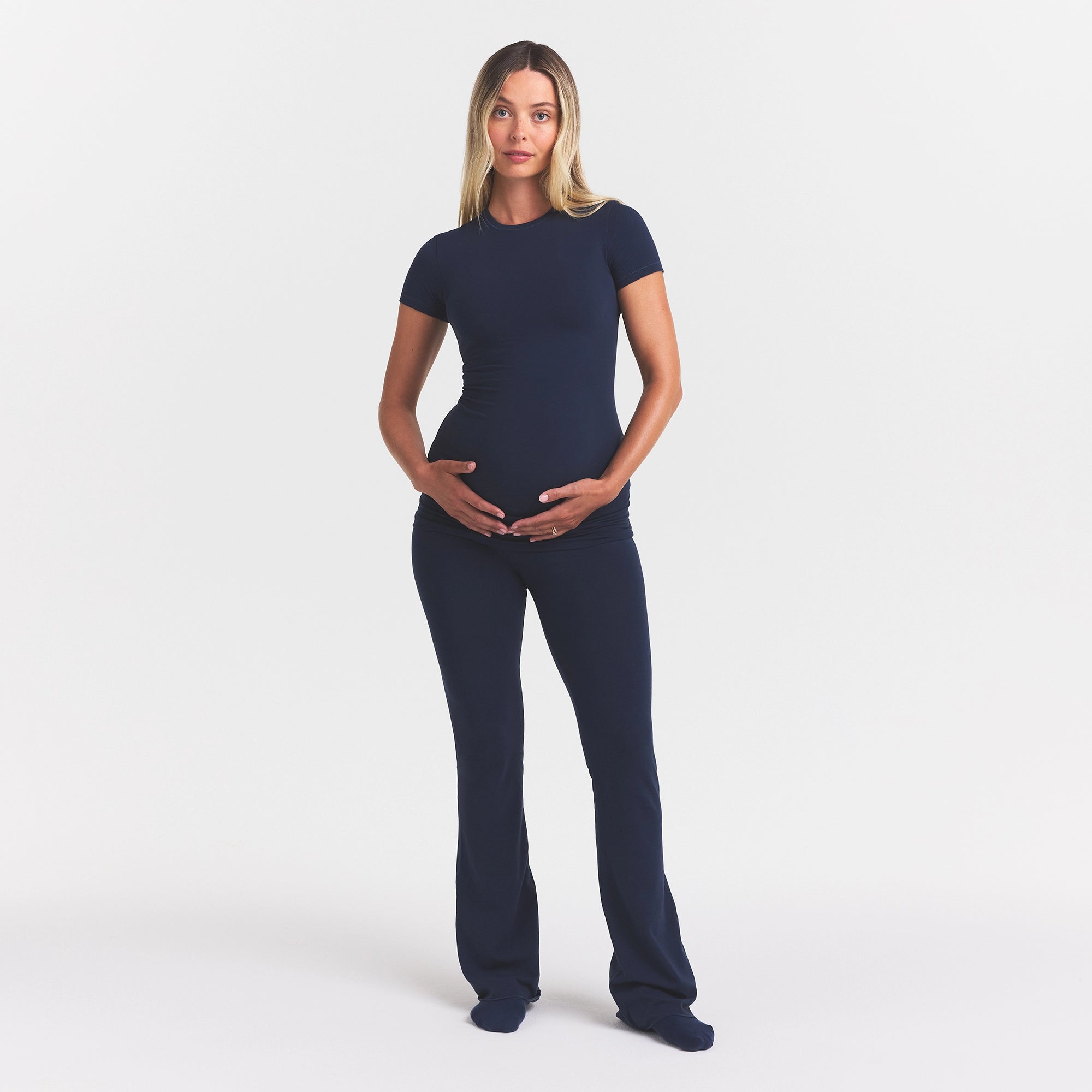 COTTON JERSEY MATERNITY T-SHIRT | NAVY - Image 2