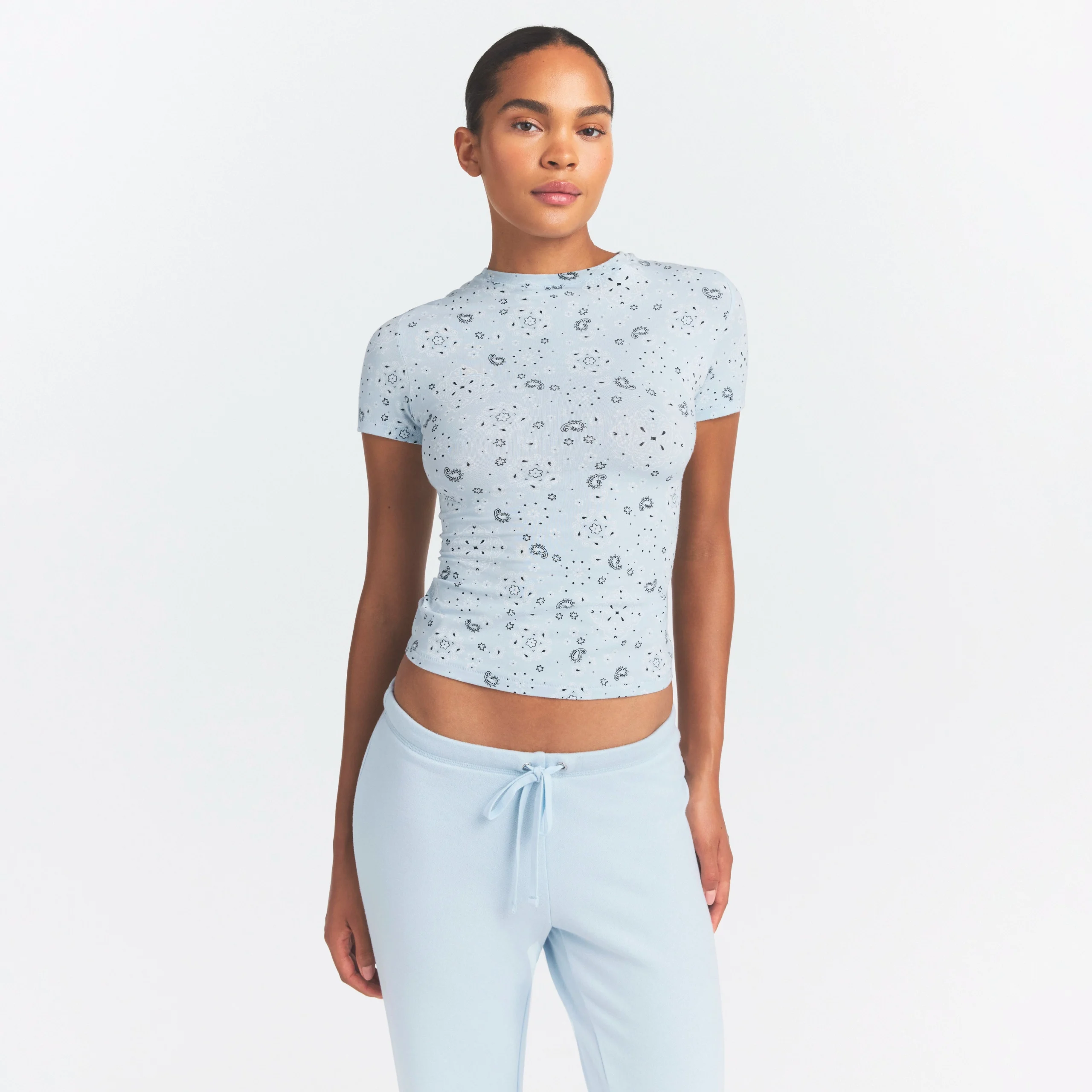 COTTON JERSEY T-SHIRT | POWDER BLUE BANDANA - Image 3
