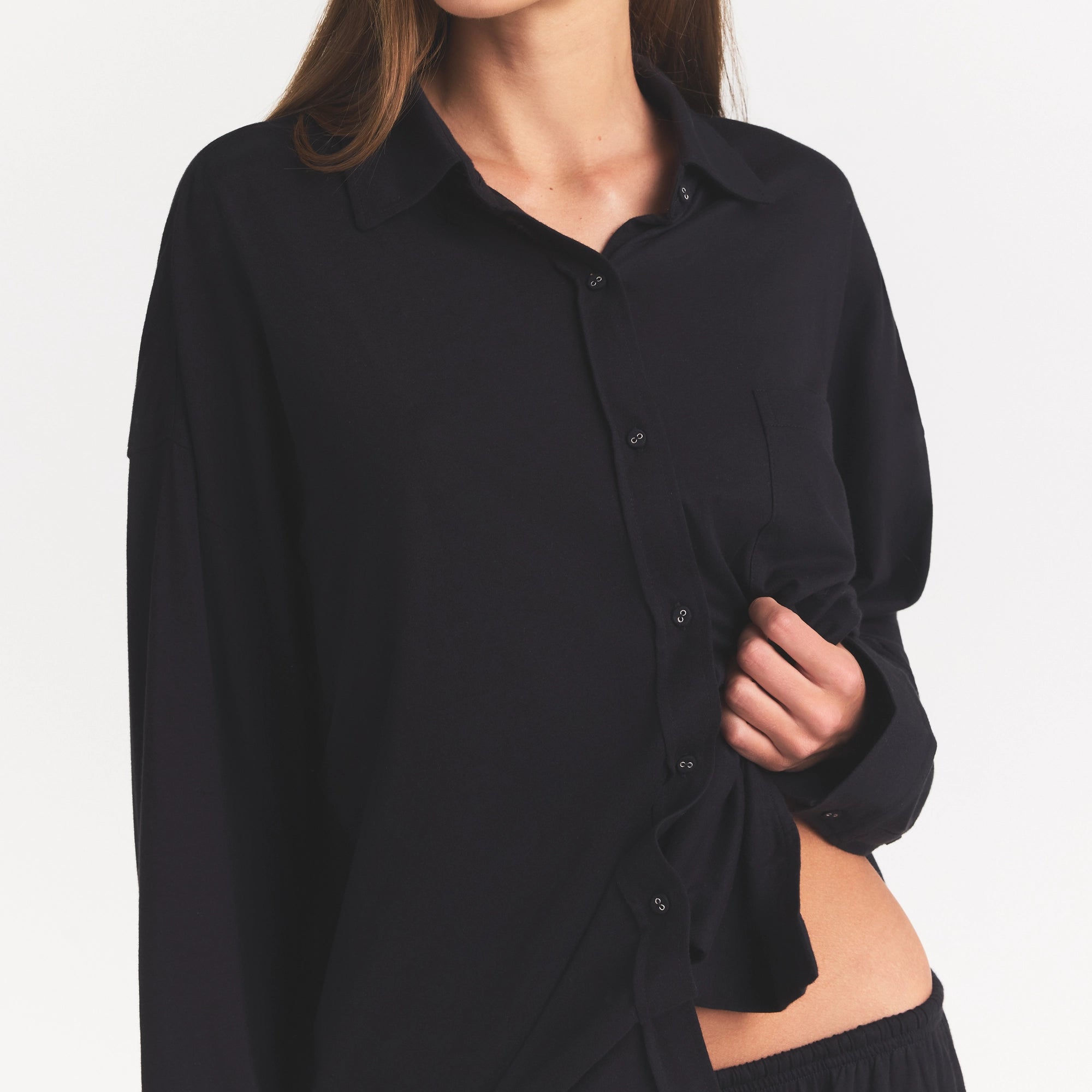 ORGANIC COTTON SLEEP LONG SLEEVE SET | OBSIDIAN - Image 3