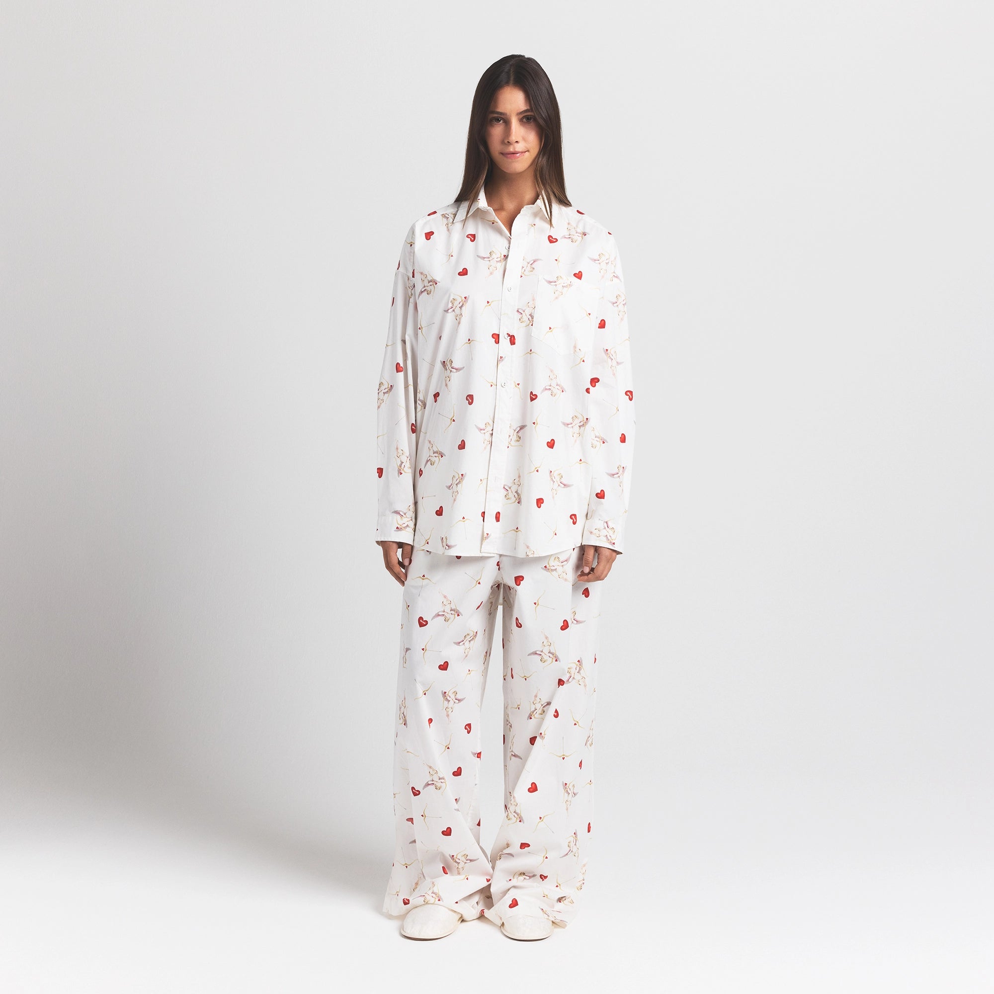 COTTON POPLIN OVERSIZED SLEEP SET | MARBLE CHERUB PRINT - Image 2