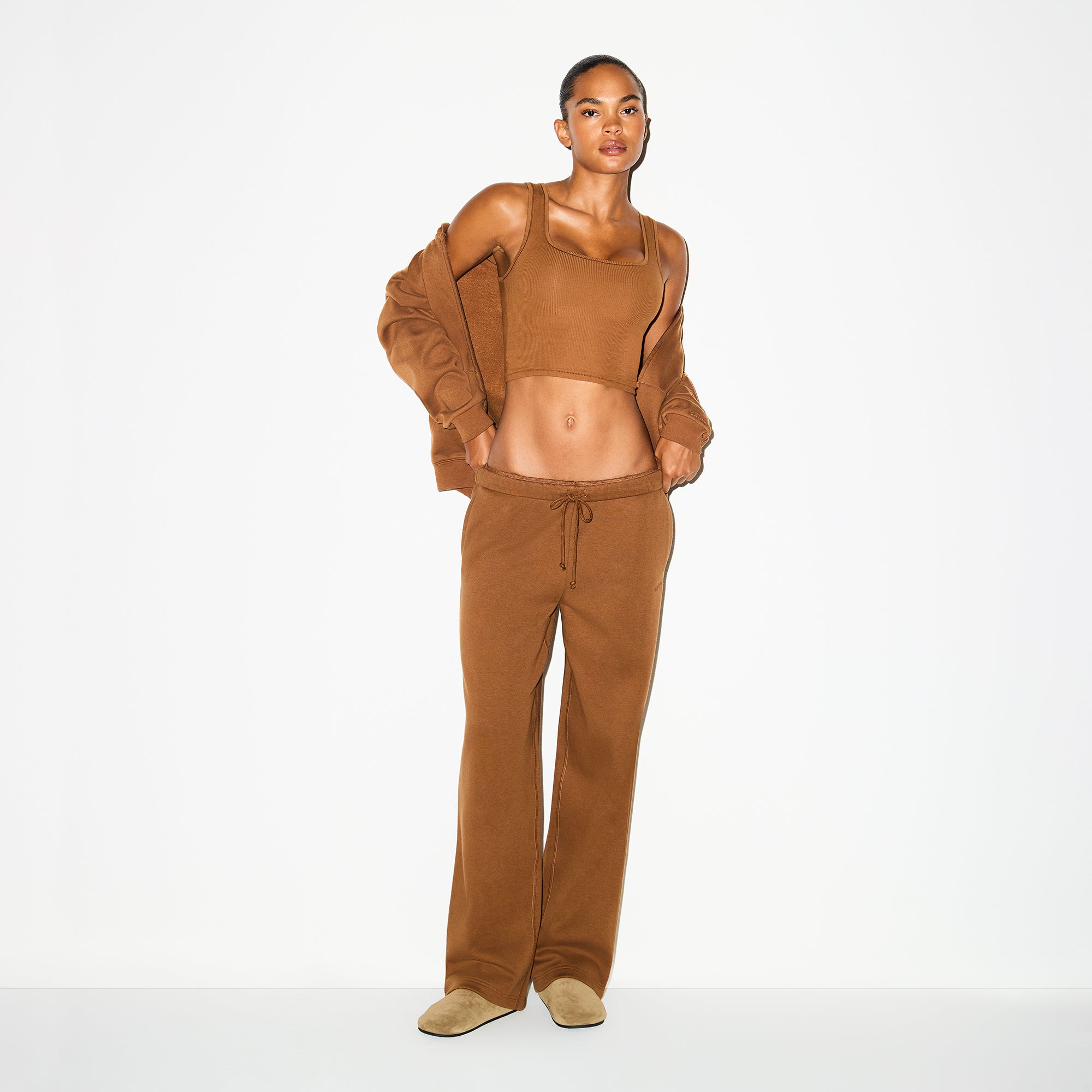 COTTON FLEECE CLASSIC STRAIGHT LEG PANT | BISON - Image 3