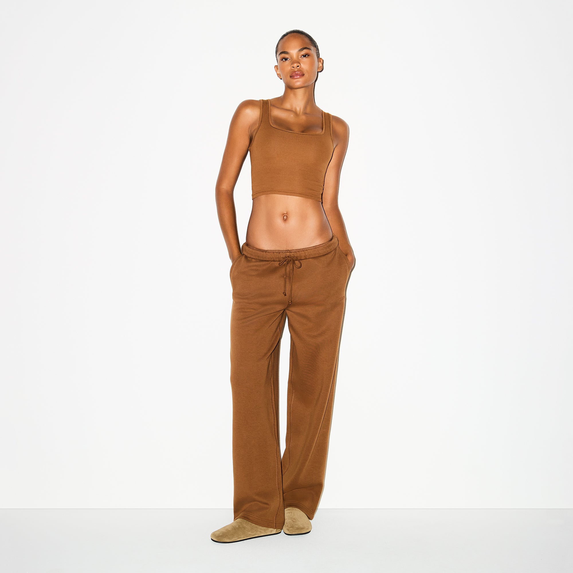 COTTON FLEECE CLASSIC STRAIGHT LEG PANT | BISON - Image 4