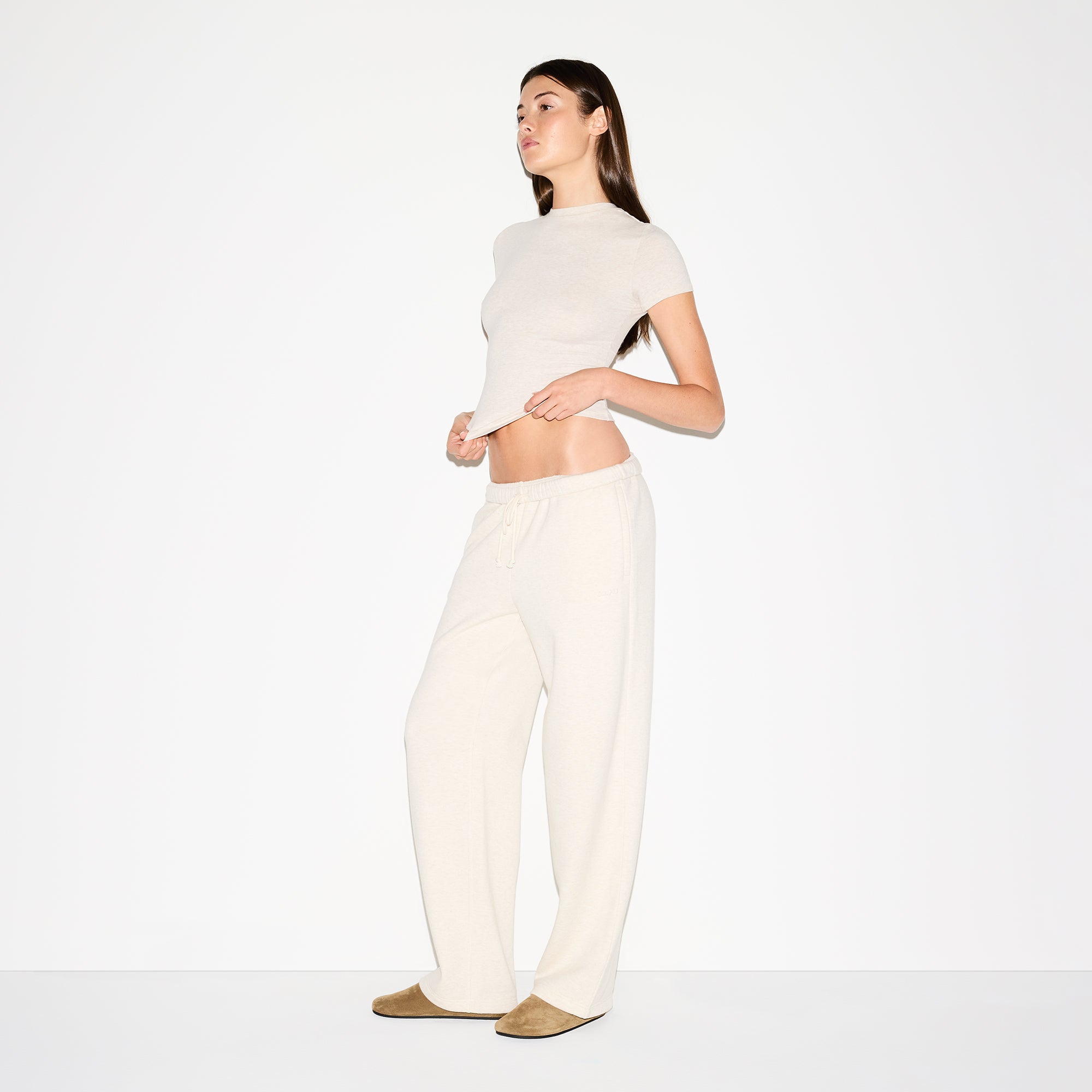 COTTON FLEECE CLASSIC STRAIGHT LEG PANT | OATMEAL HEATHER - Image 2