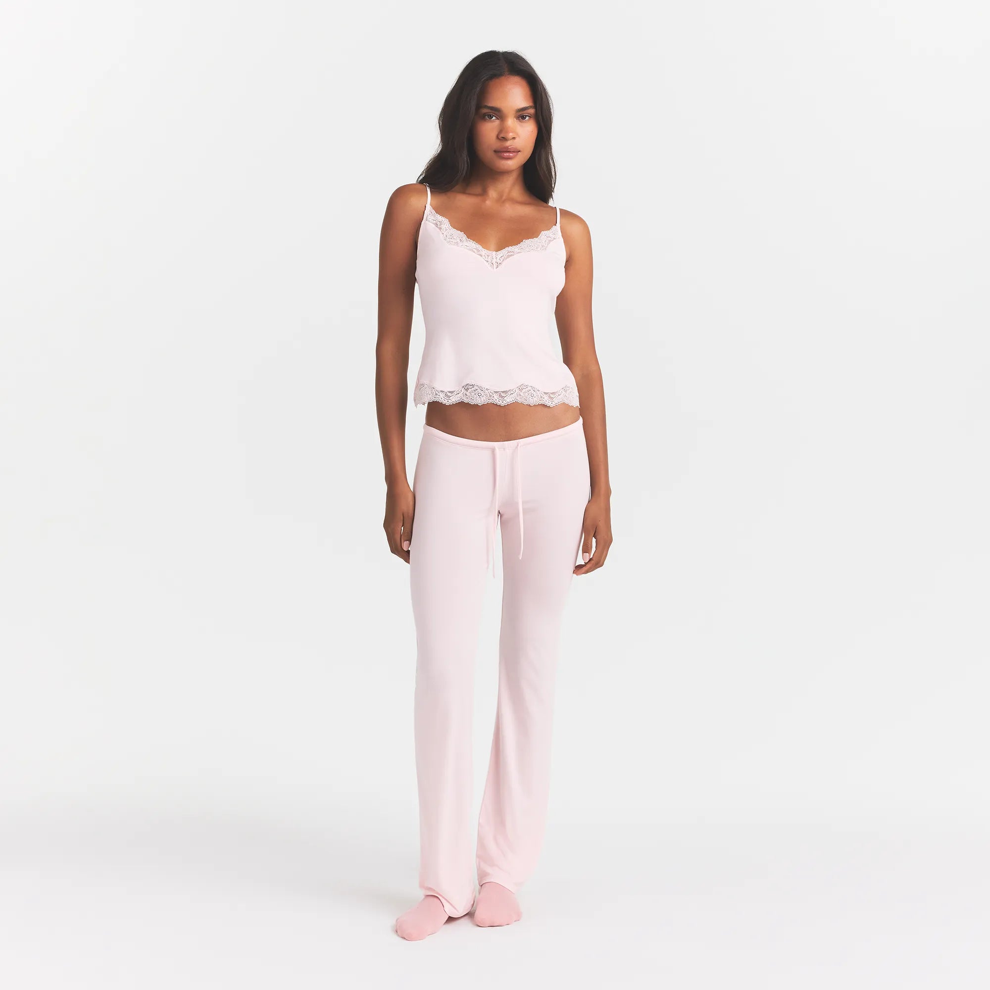 SKIMS SLEEP LACE CAMI AND PANT SET | BARELY PINK - Image 2