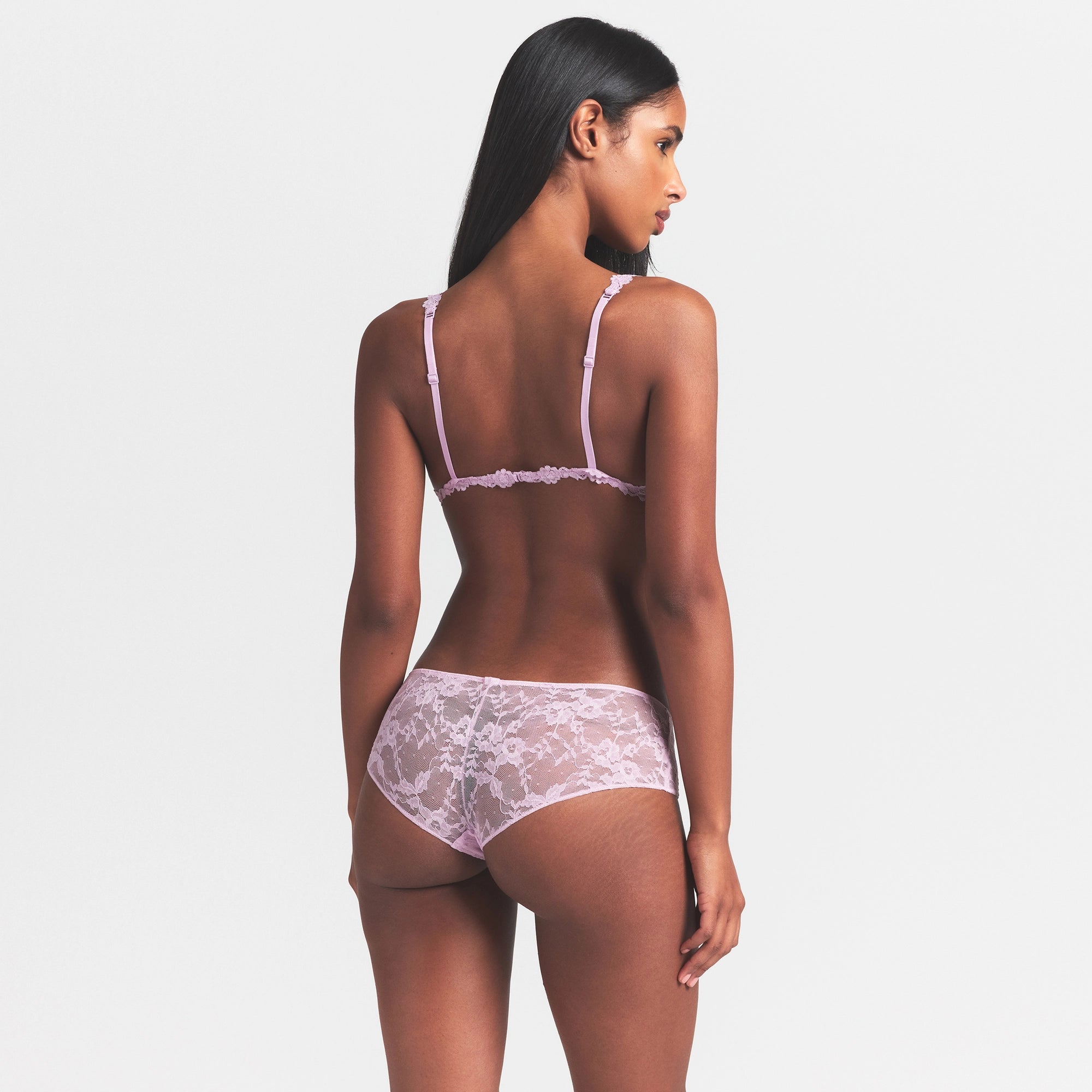 STRETCH LACE TRIANGLE BRALETTE | BABY PINK - Image 4