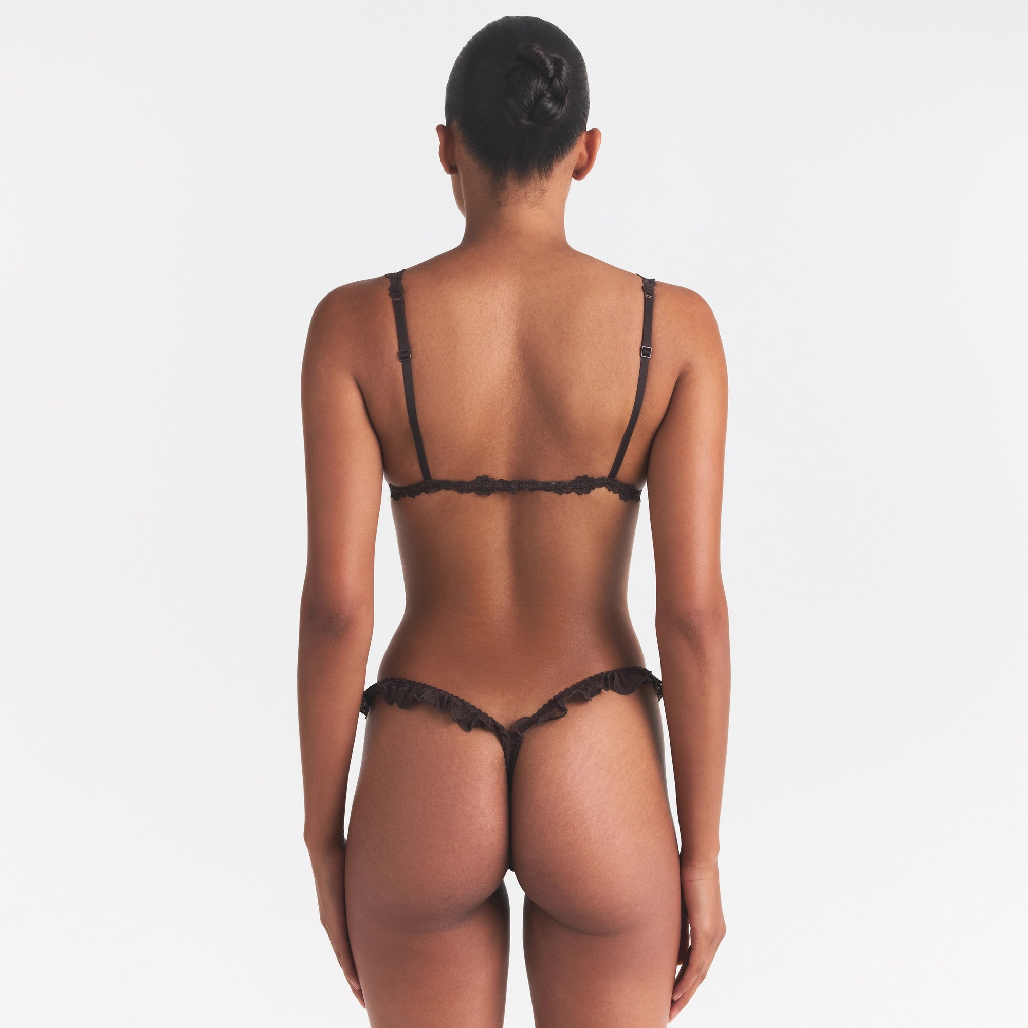 STRETCH LACE TRIANGLE BRALETTE | ESPRESSO - Image 4