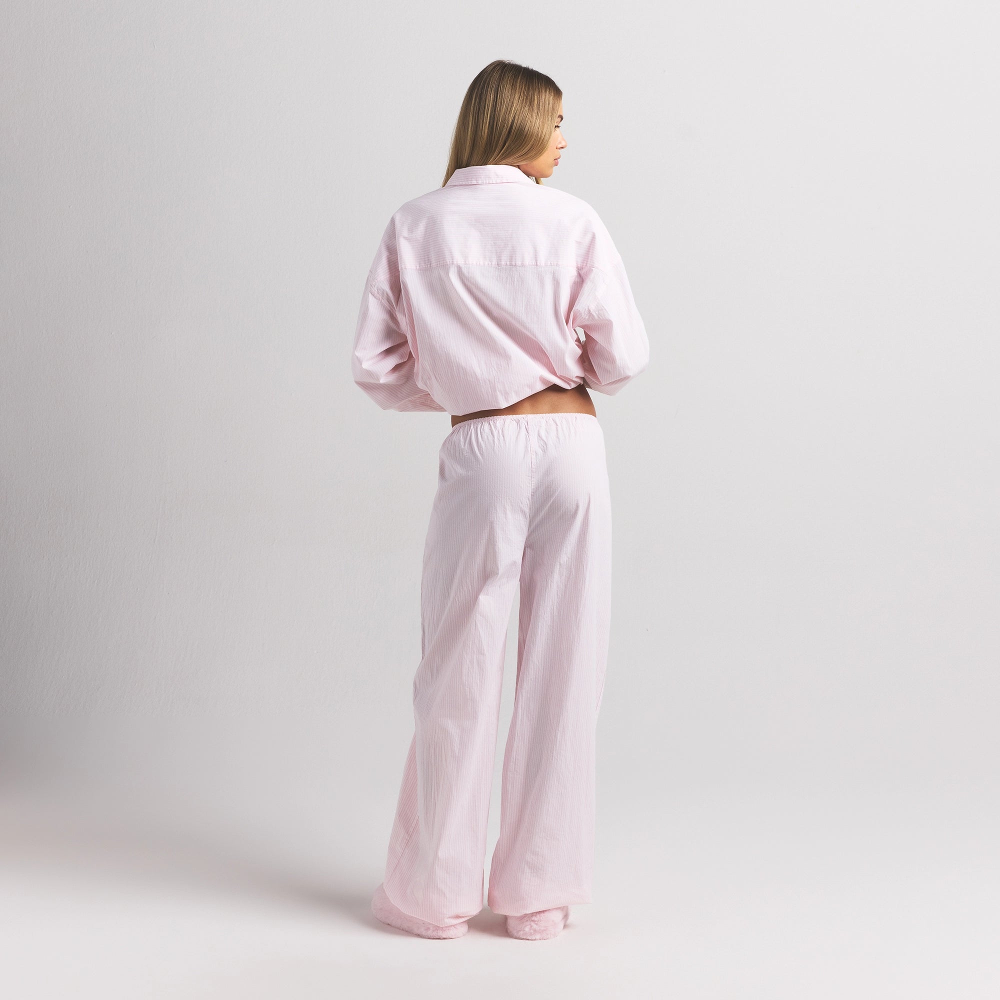COTTON POPLIN OVERSIZED SLEEP SET | CHERRY BLOSSOM STRIPE - Image 4
