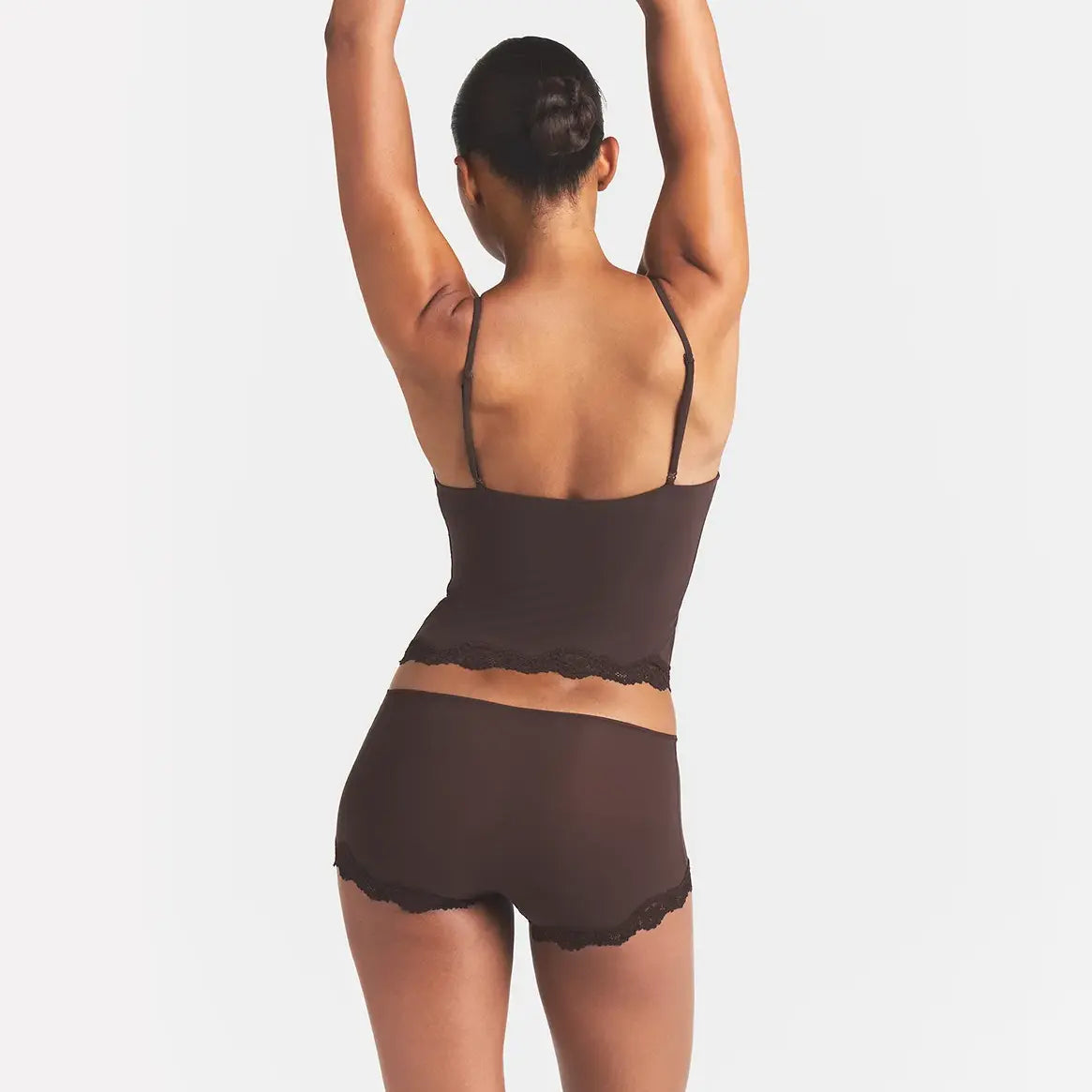 FITS EVERYBODY LACE TRIANGLE CAMI AND BOY SHORT SET | ESPRESSO - Image 5