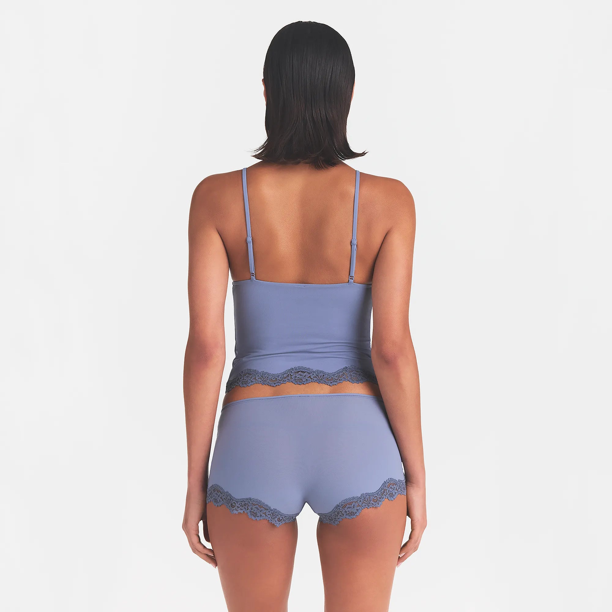 FITS EVERYBODY LACE TRIANGLE CAMI AND BOY SHORT SET | SLATE TONAL - Image 5