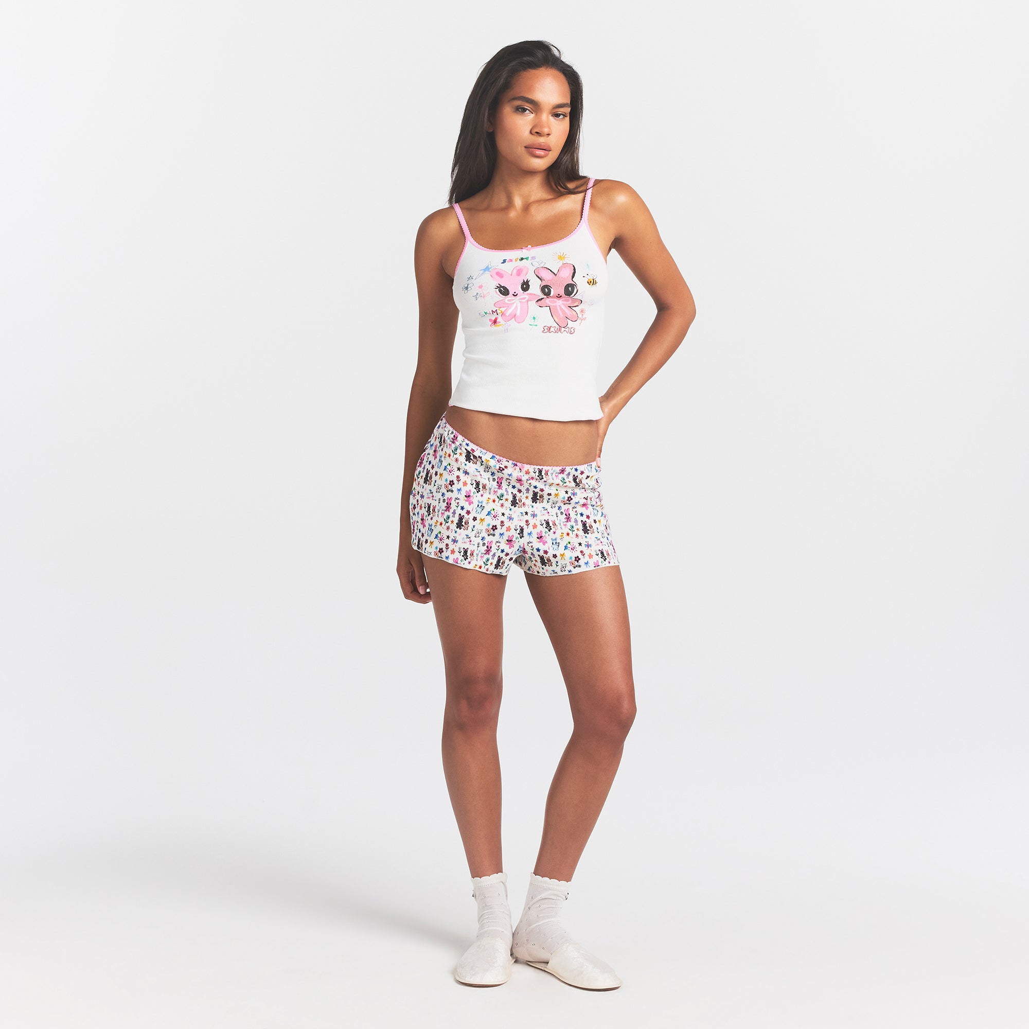 LOGO POINTELLE CAMI AND SHORT SET | MARBLE HAPPY BUNNIES - Image 2