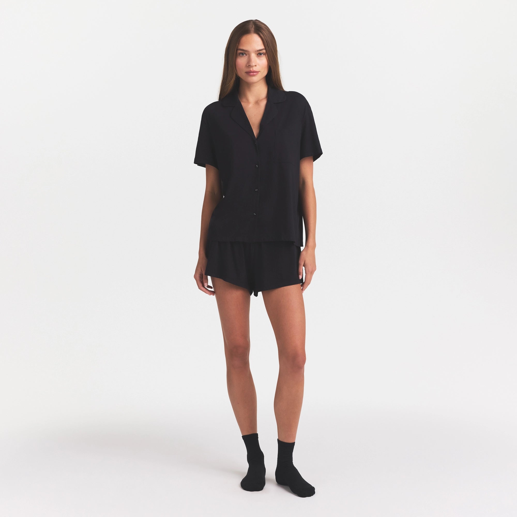 ORGANIC COTTON SLEEP SHORT SLEEVE SET | OBSIDIAN - Image 2