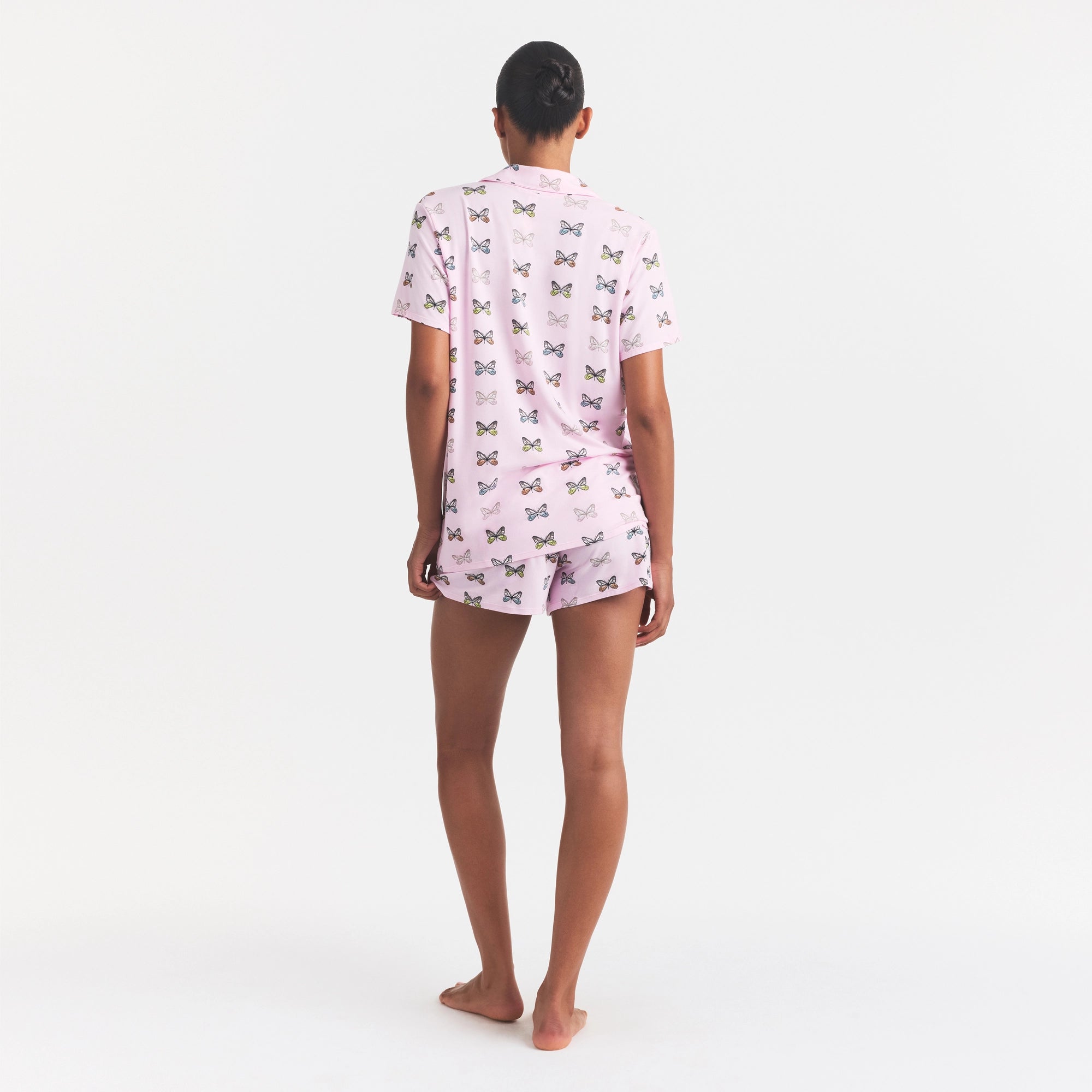 SKIMS SLEEP SHORT SLEEVE BUTTON UP SET | PEONY BUTTERFLY PRINT - Image 5
