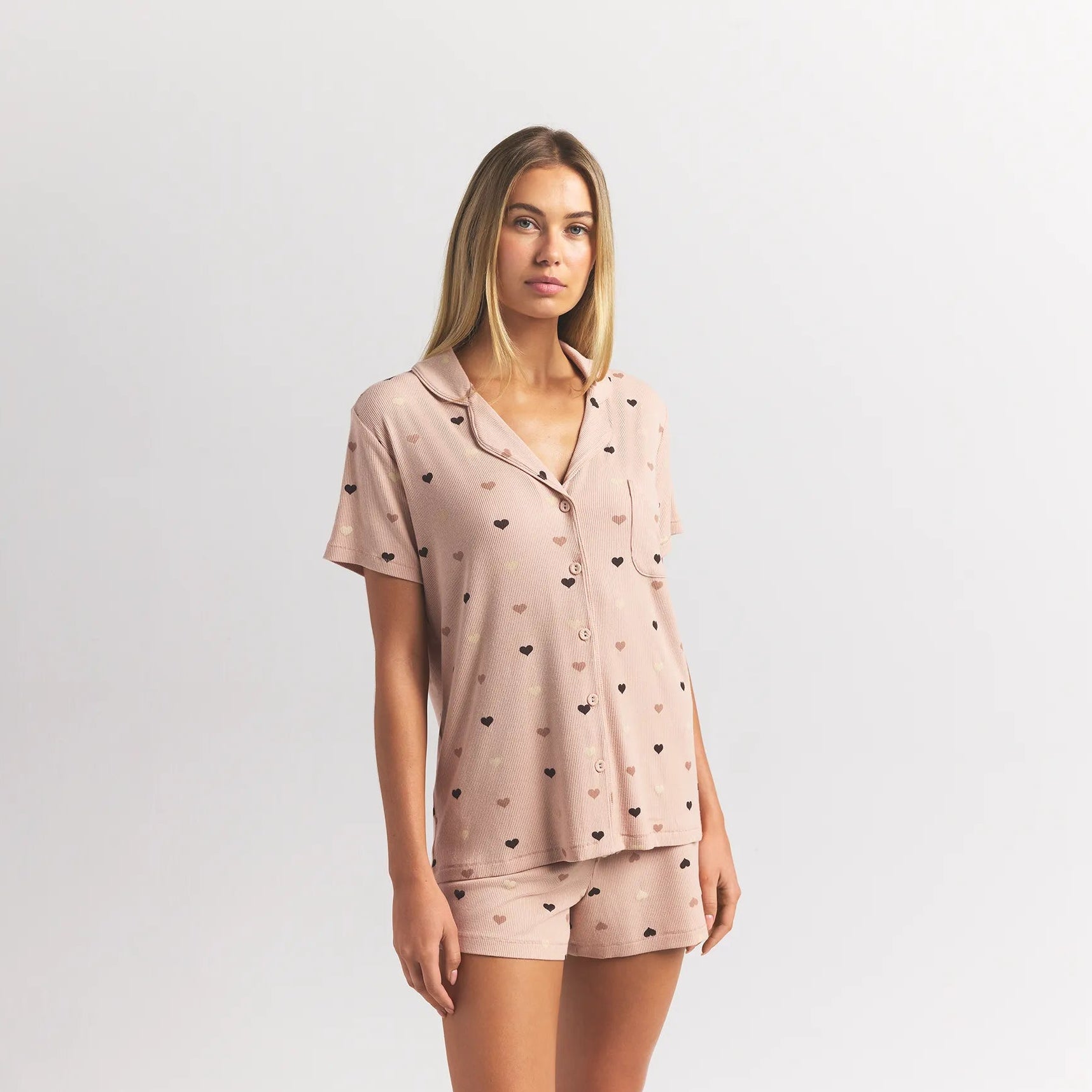 SOFT LOUNGE SHORT SLEEP SET | MICA MINI HEART HALFDROP - Image 3