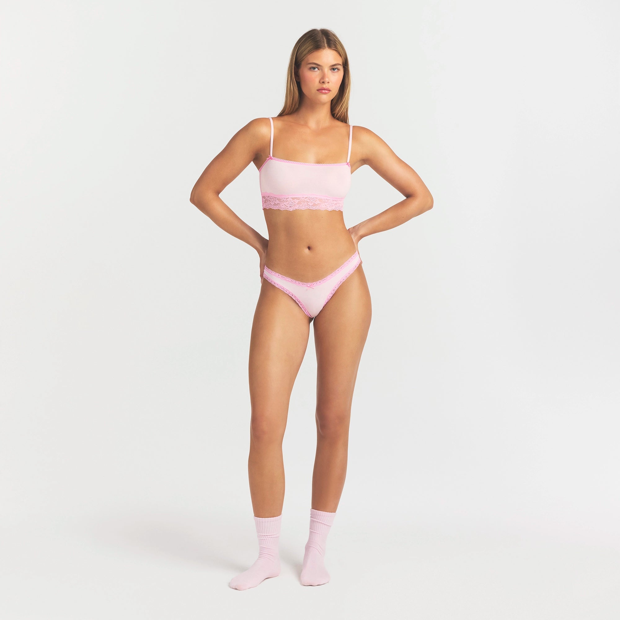 LIGHTWEIGHT COTTON LACE THONG | CHERRY BLOSSOM - Image 2