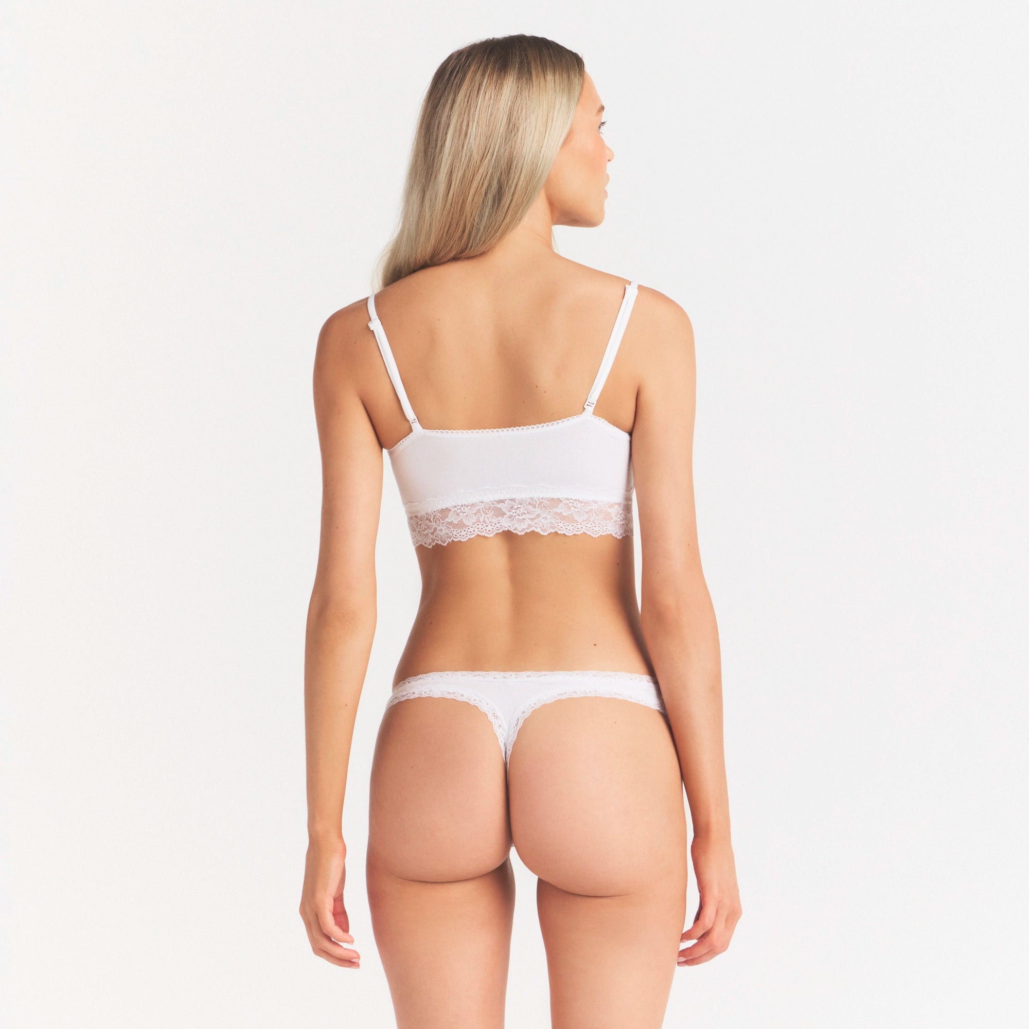 LIGHTWEIGHT COTTON LACE THONG | SNOW - Image 4