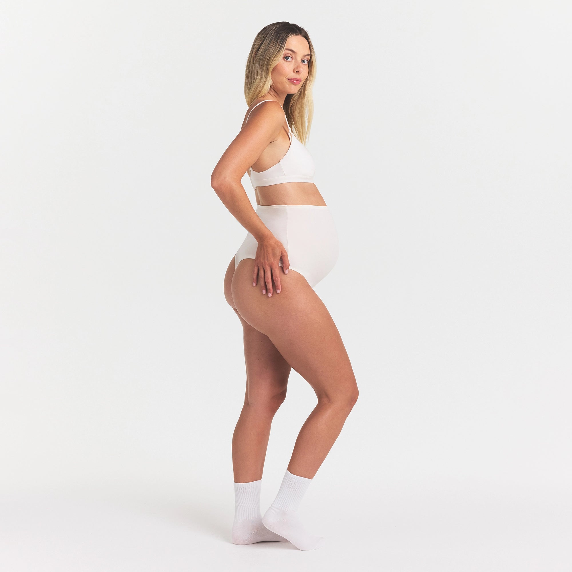 COTTON JERSEY MATERNITY HIGH-WAISTED THONG | MARBLE - Image 3
