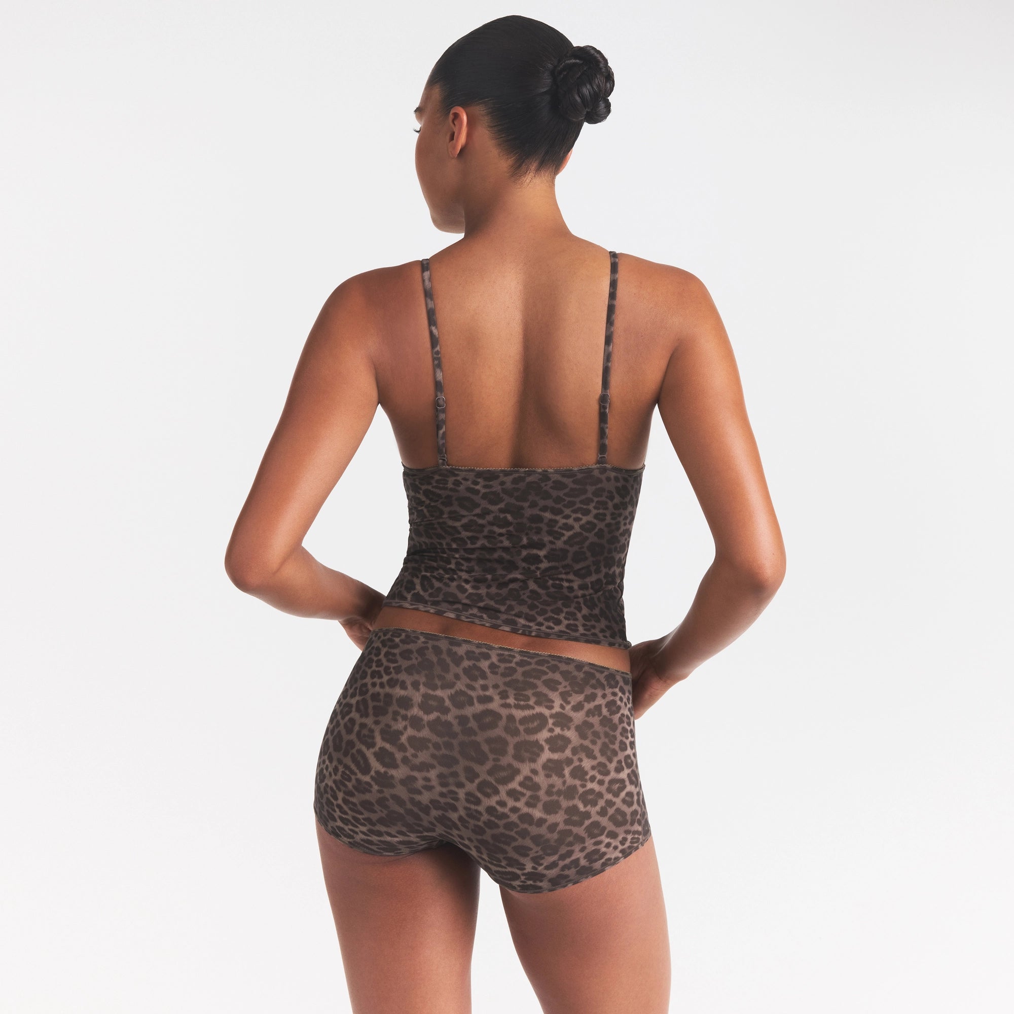FITS EVERYBODY PICOT CAMI AND BOY SHORT SET | UMBER LEOPARD PRINT - Image 6