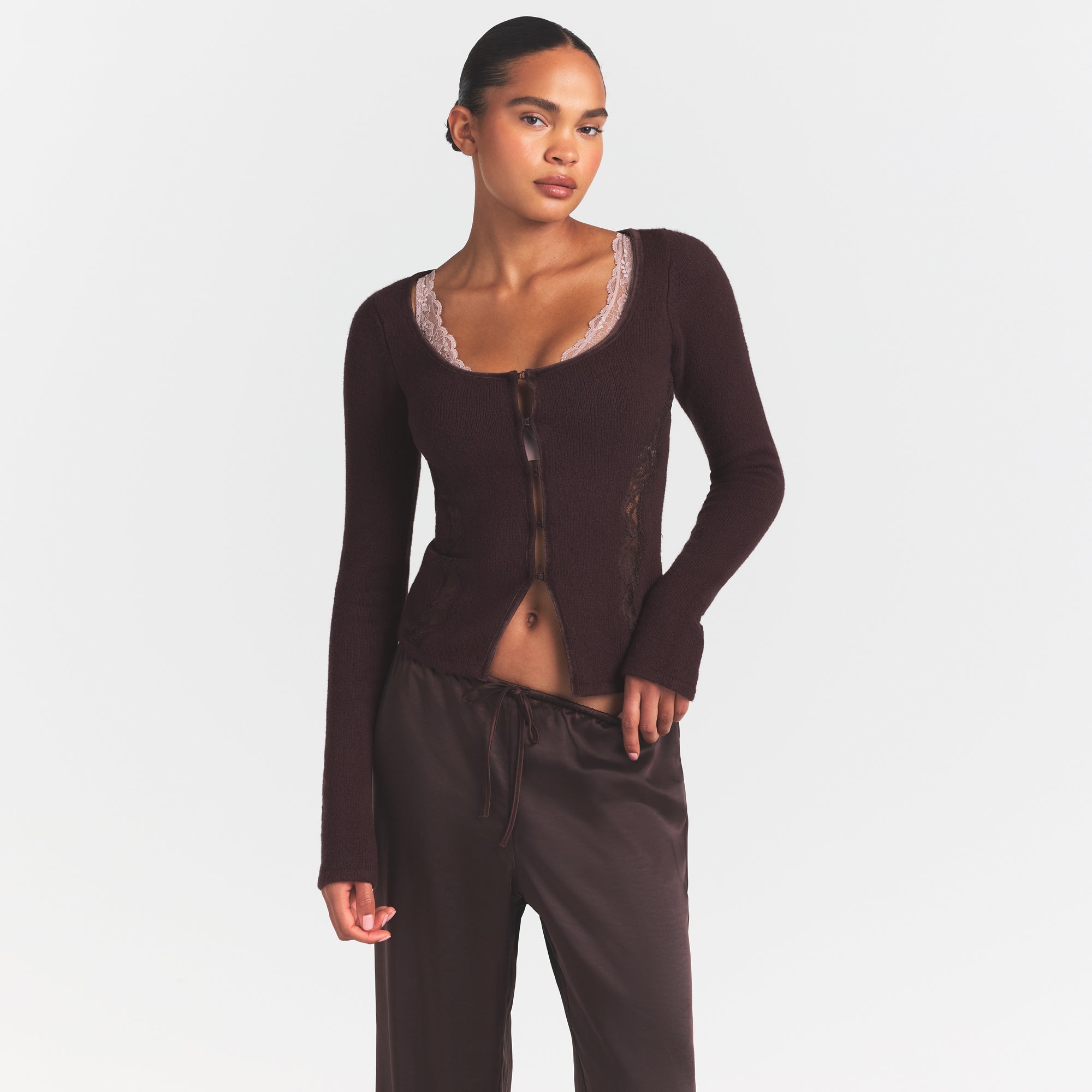 LACE KNIT LONG SLEEVE CARDIGAN | PHOENIX - Image 3