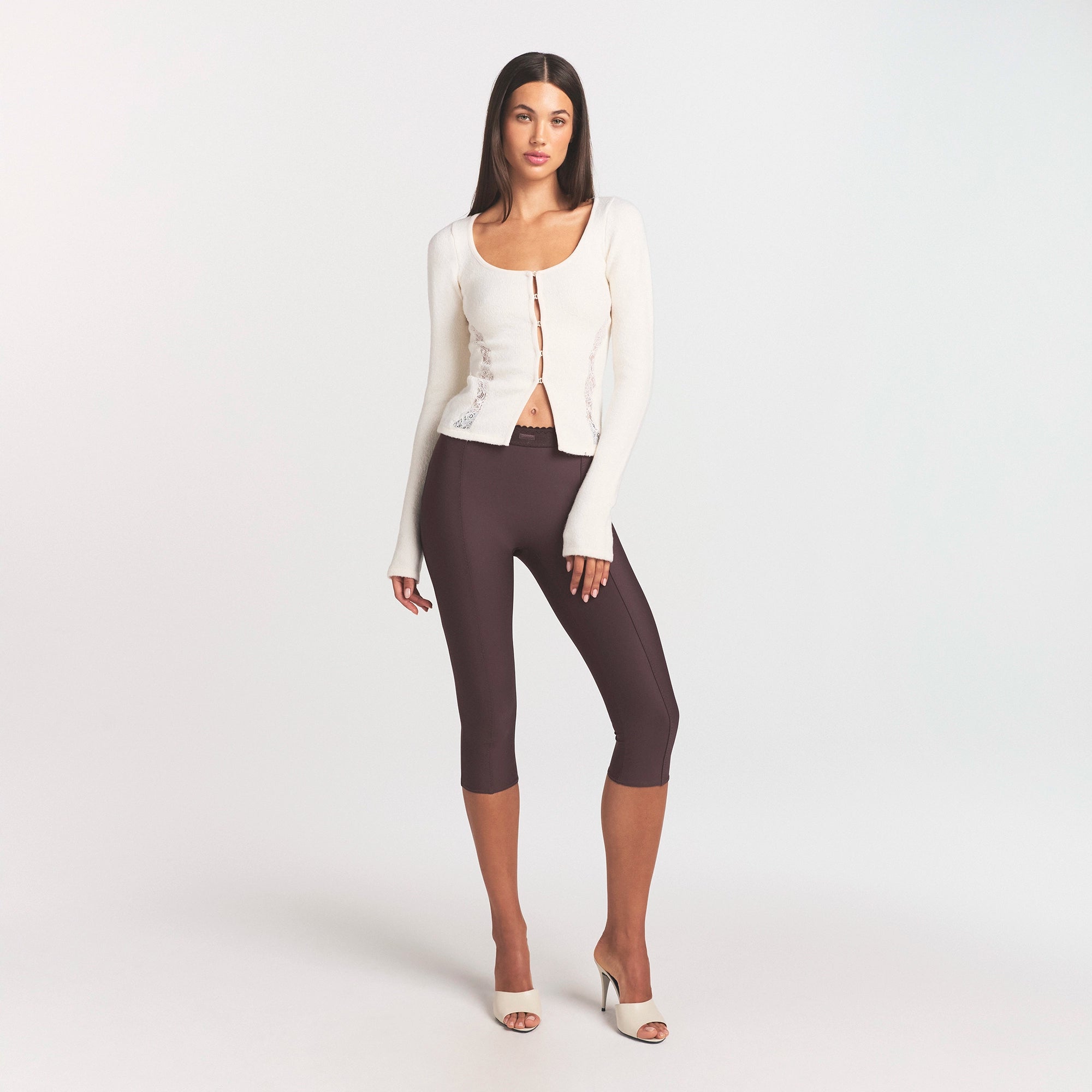 LACE KNIT LONG SLEEVE CARDIGAN | SUGAR - Image 2