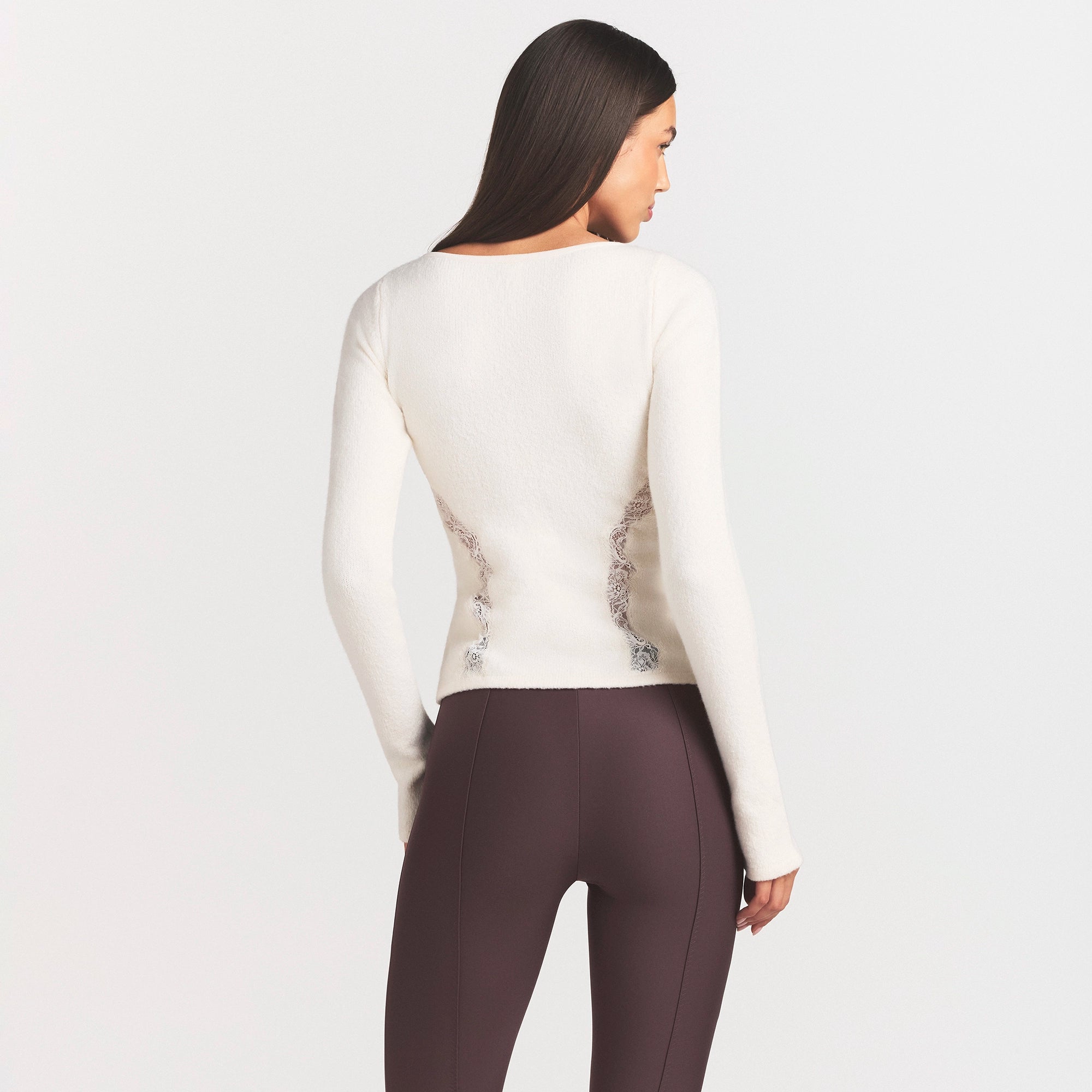 LACE KNIT LONG SLEEVE CARDIGAN | SUGAR - Image 4