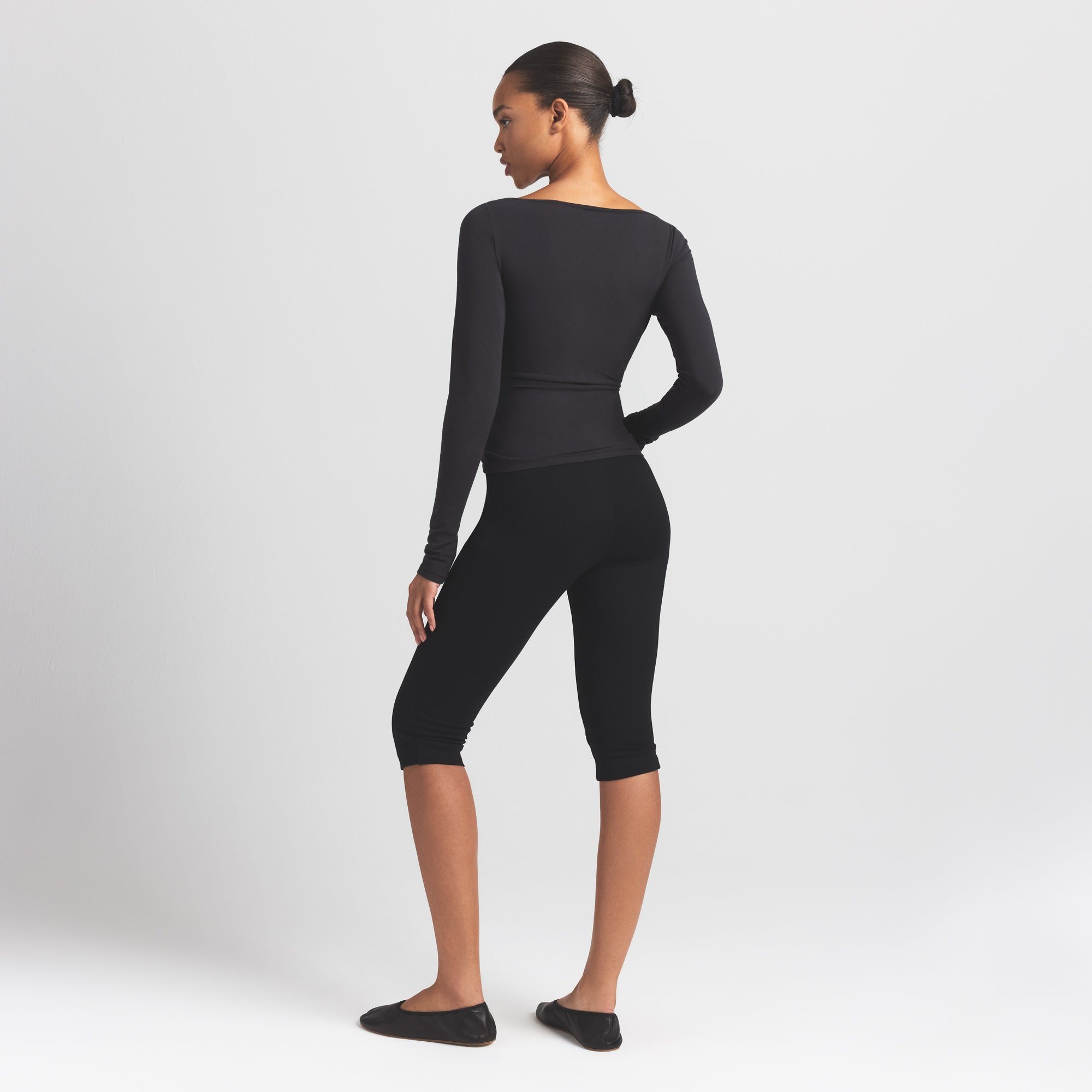 COTTON JERSEY LONG SLEEVE BOATNECK TOP | SOOT - Image 5