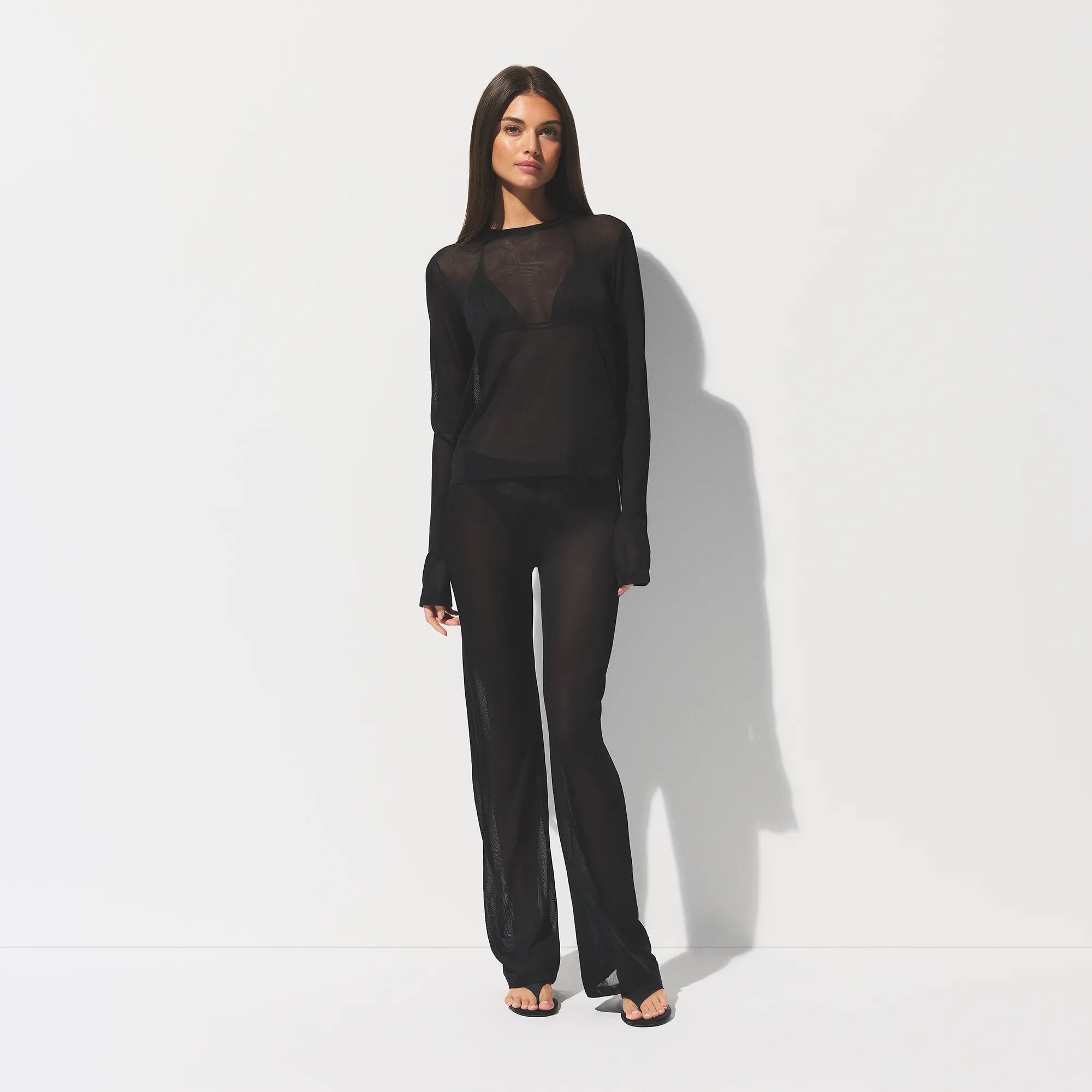 SLINKY KNIT CREW NECK LONG SLEEVE TOP | OBSIDIAN - Image 5