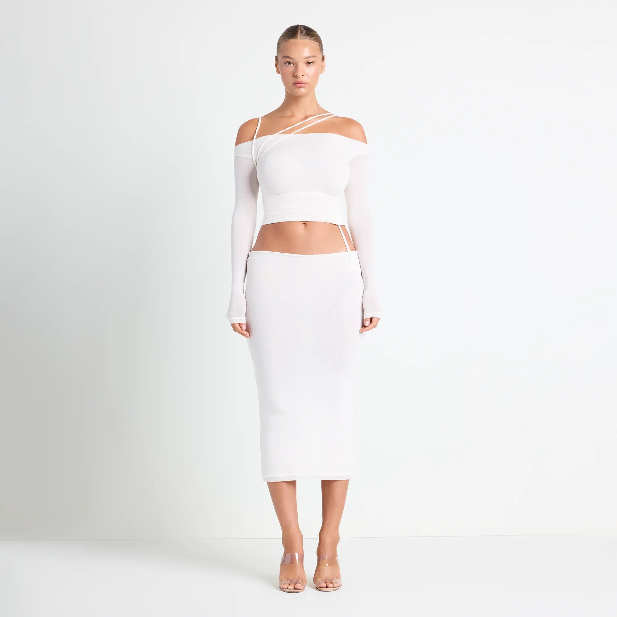 VETTESE X SKIMS SHEER MODAL OFF THE SHOULDER TOP | ECRU - Image 2