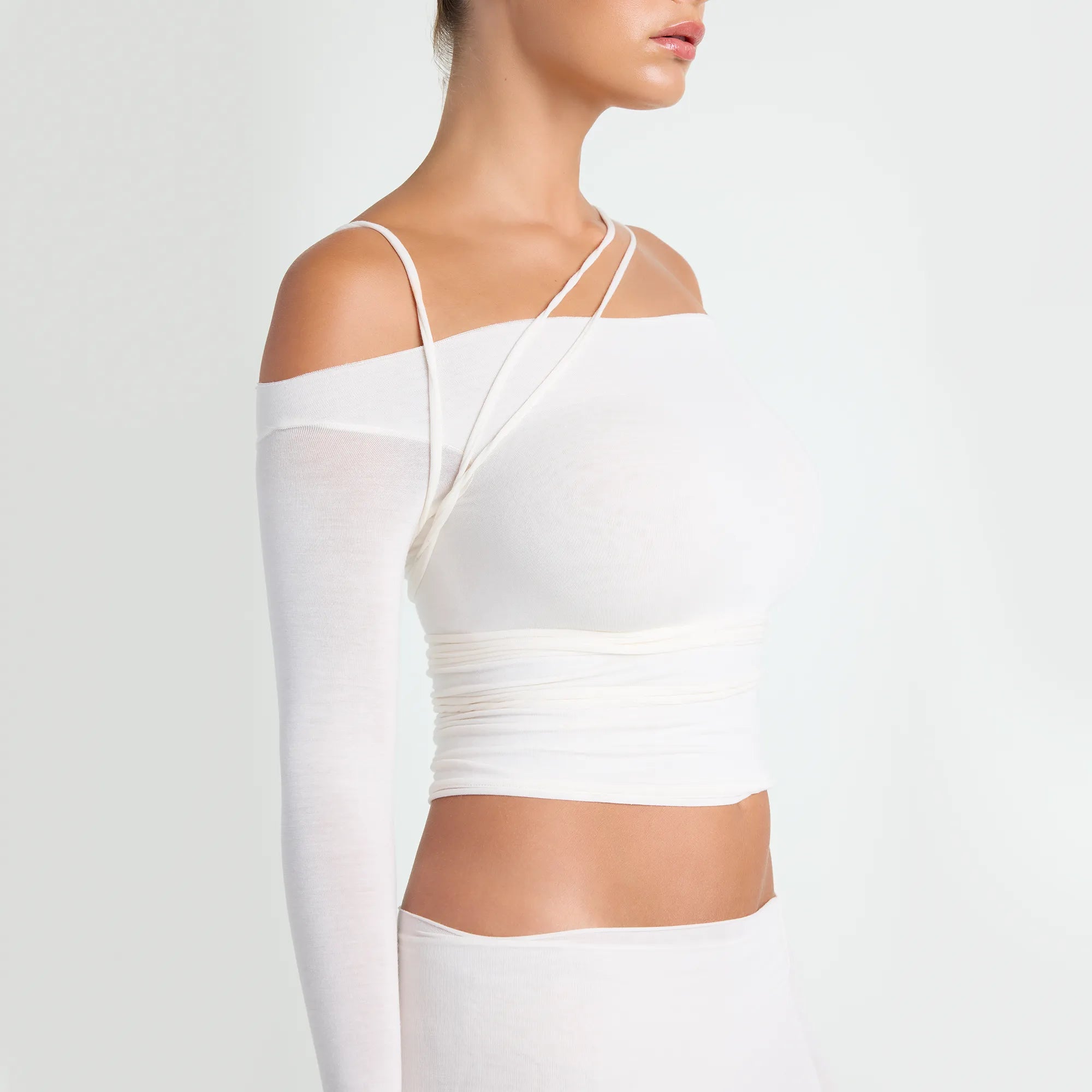 VETTESE X SKIMS SHEER MODAL OFF THE SHOULDER TOP | ECRU - Image 3