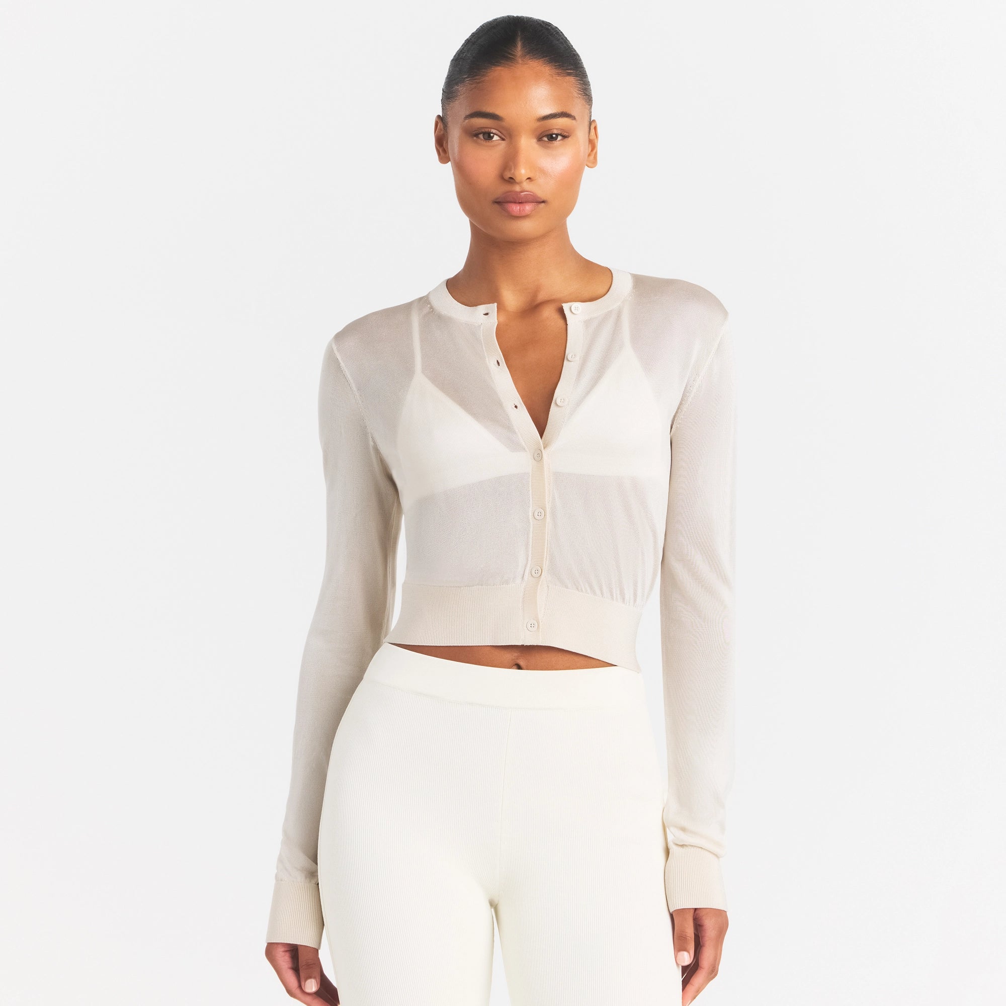 SLINKY KNIT CARDIGAN | BUFF - Image 3
