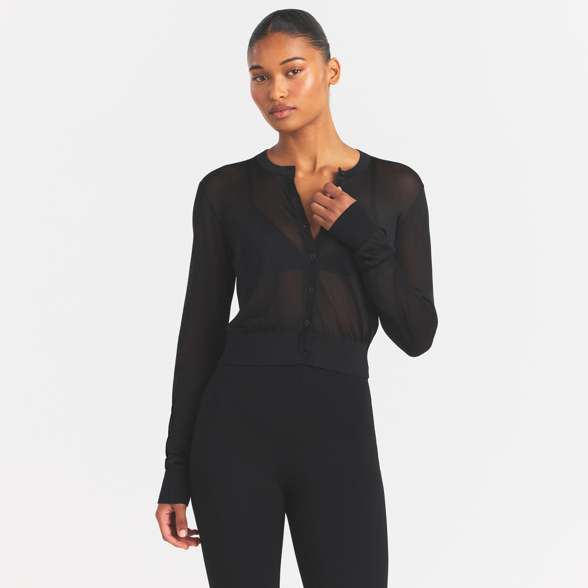 SLINKY KNIT CARDIGAN | OBSIDIAN - Image 3
