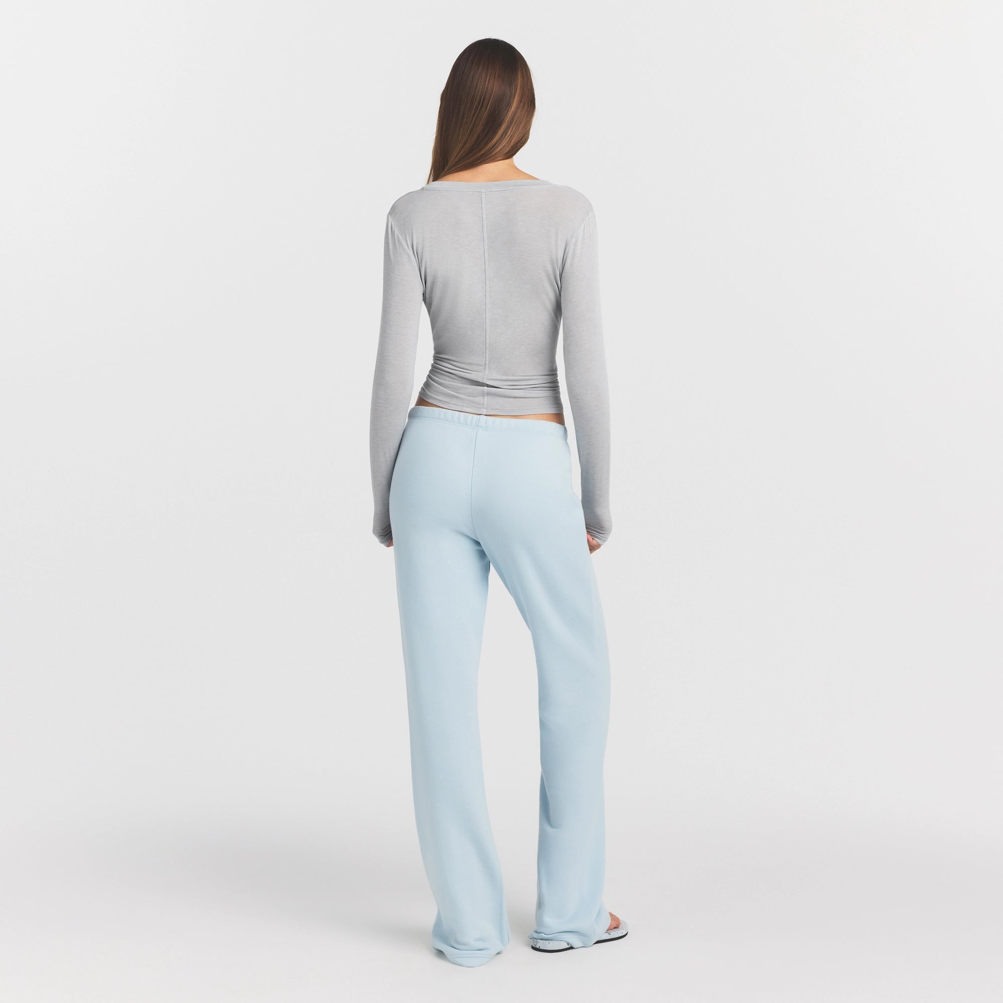 SHEER MODAL CREWNECK HENLEY | HEATHER GREY - Image 4