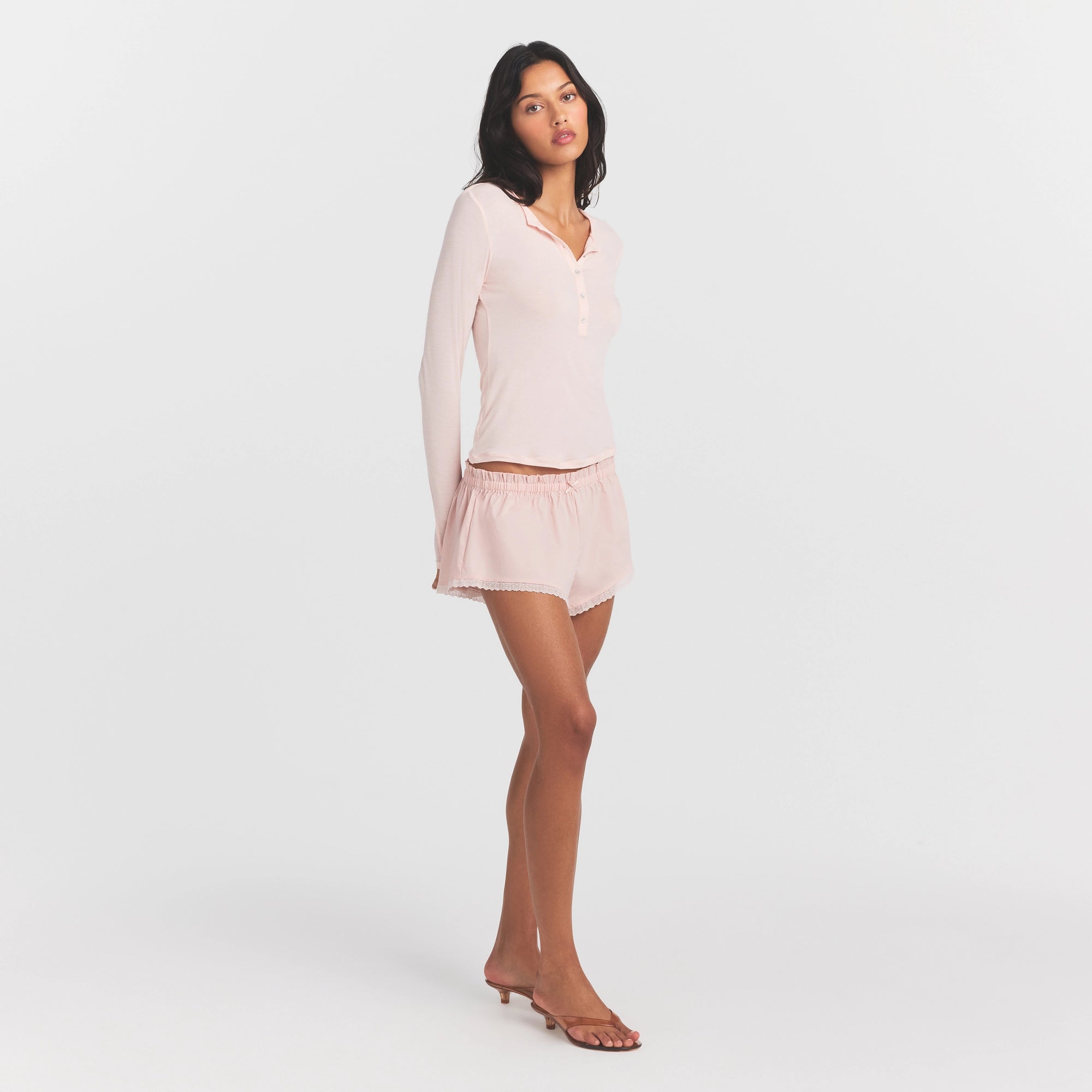 SHEER MODAL CREWNECK HENLEY | PRIMROSE - Image 4