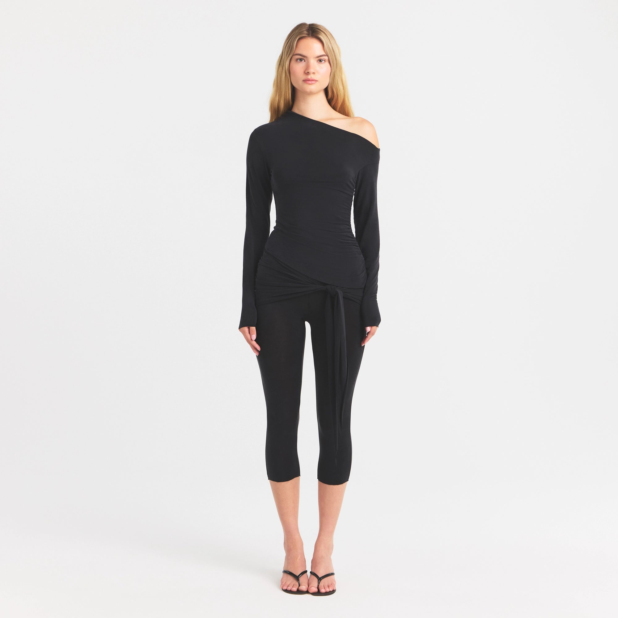 CUPRO JERSEY ASYMMETRICAL TOP | OBSIDIAN - Image 2