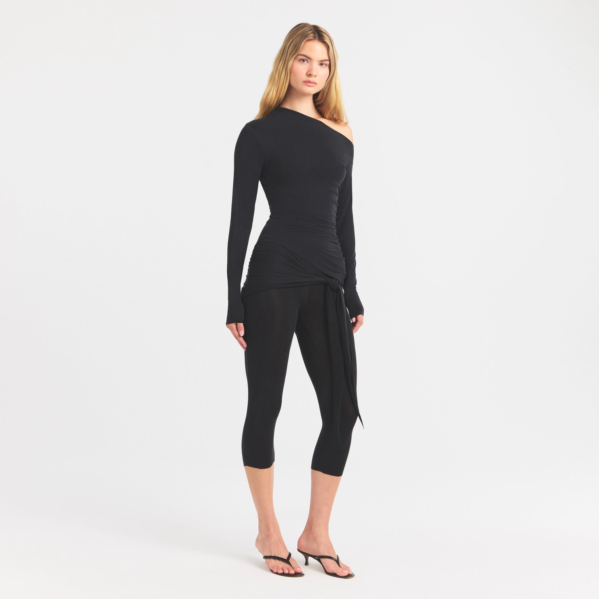CUPRO JERSEY ASYMMETRICAL TOP | OBSIDIAN - Image 5