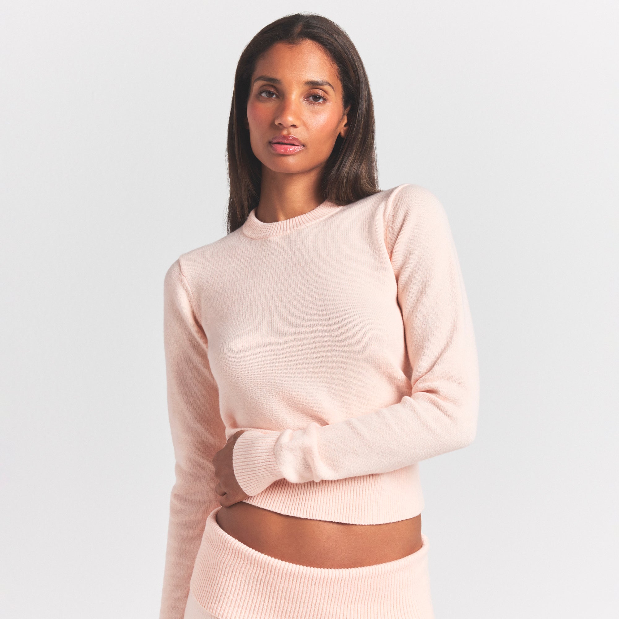 SWEATER KNITS RIBBED LONG SLEEVE FITTED CREW NECK | PRIMROSE - Image 3