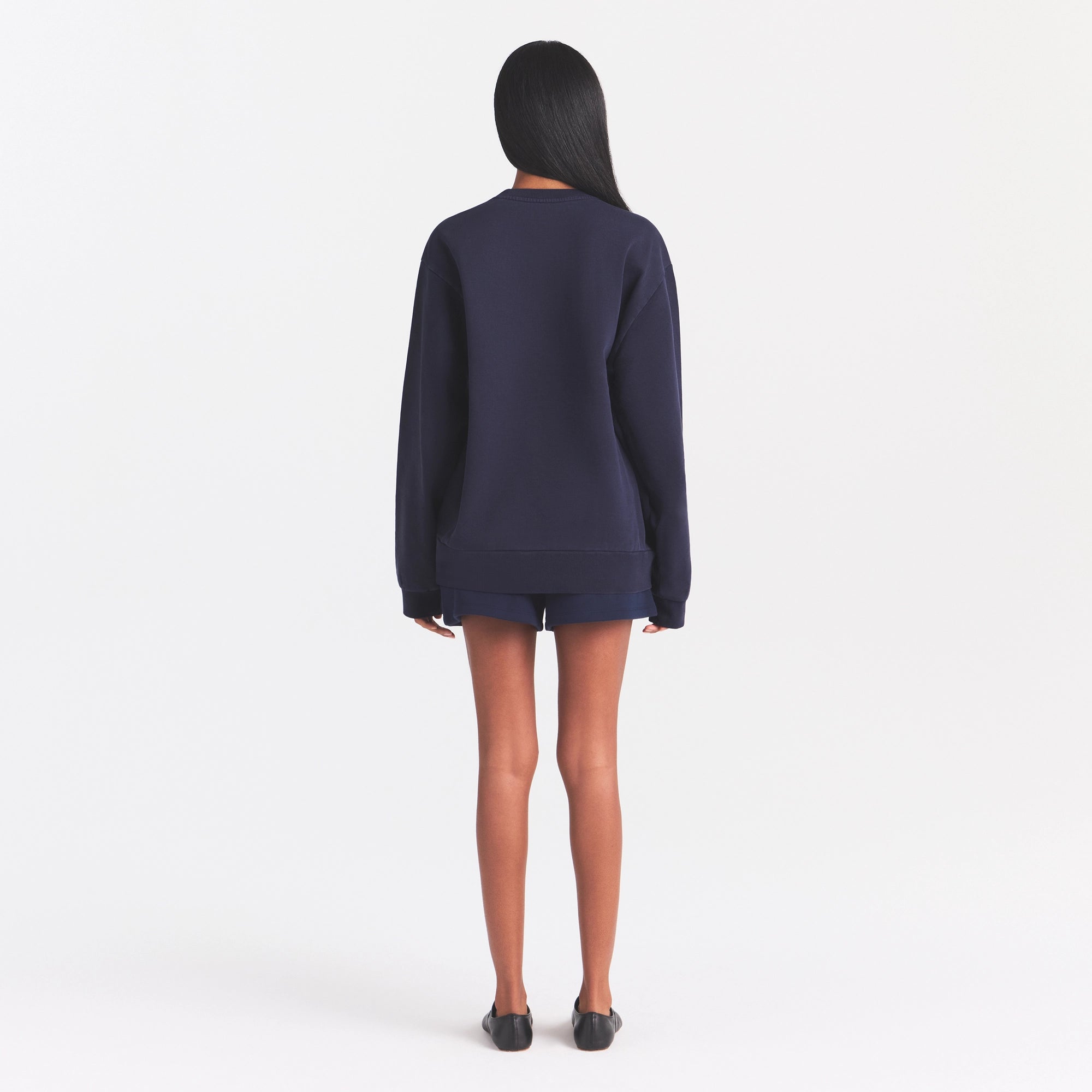 BOYFRIEND FLEECE OVERSIZED CREWNECK | BLUE BLACK SKIMS PLAID - Image 4