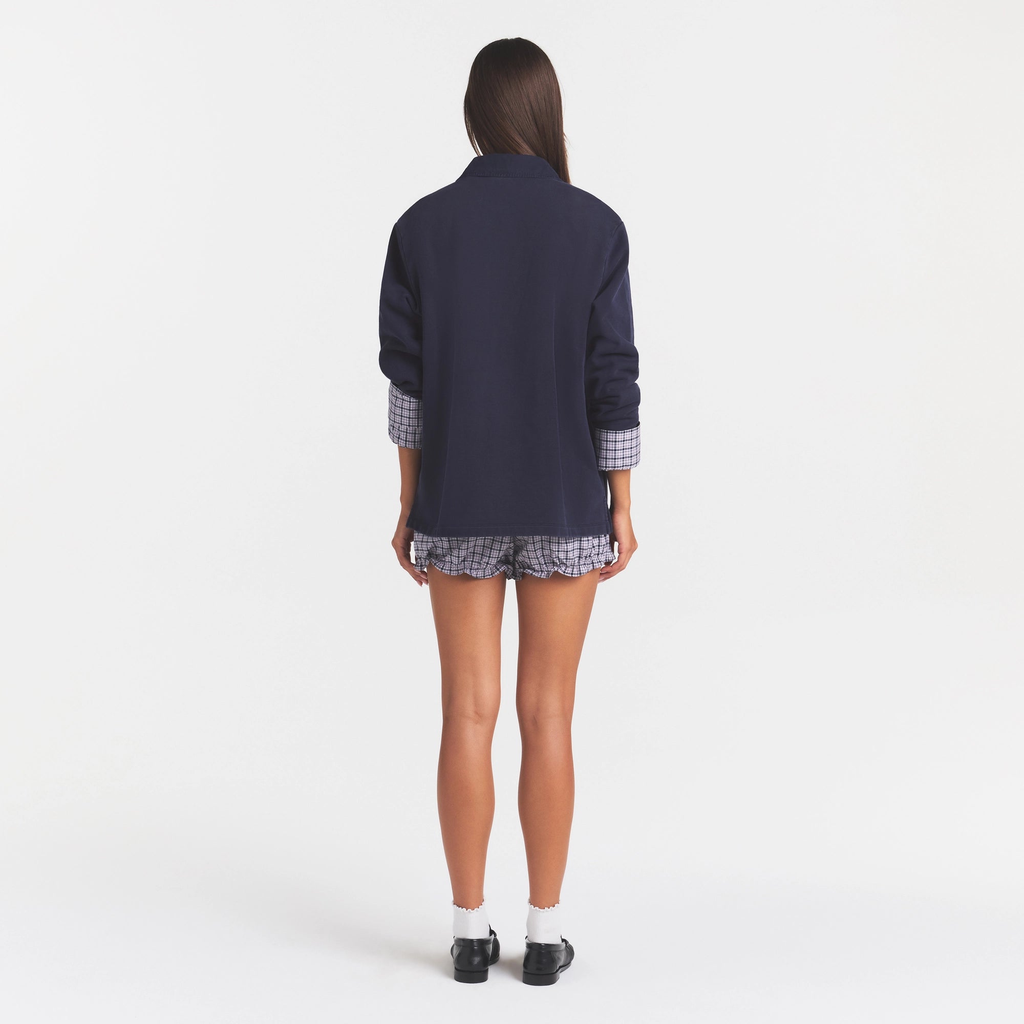 BOYFRIEND FLEECE OVERSIZED POLO | BLUE BLACK - Image 4