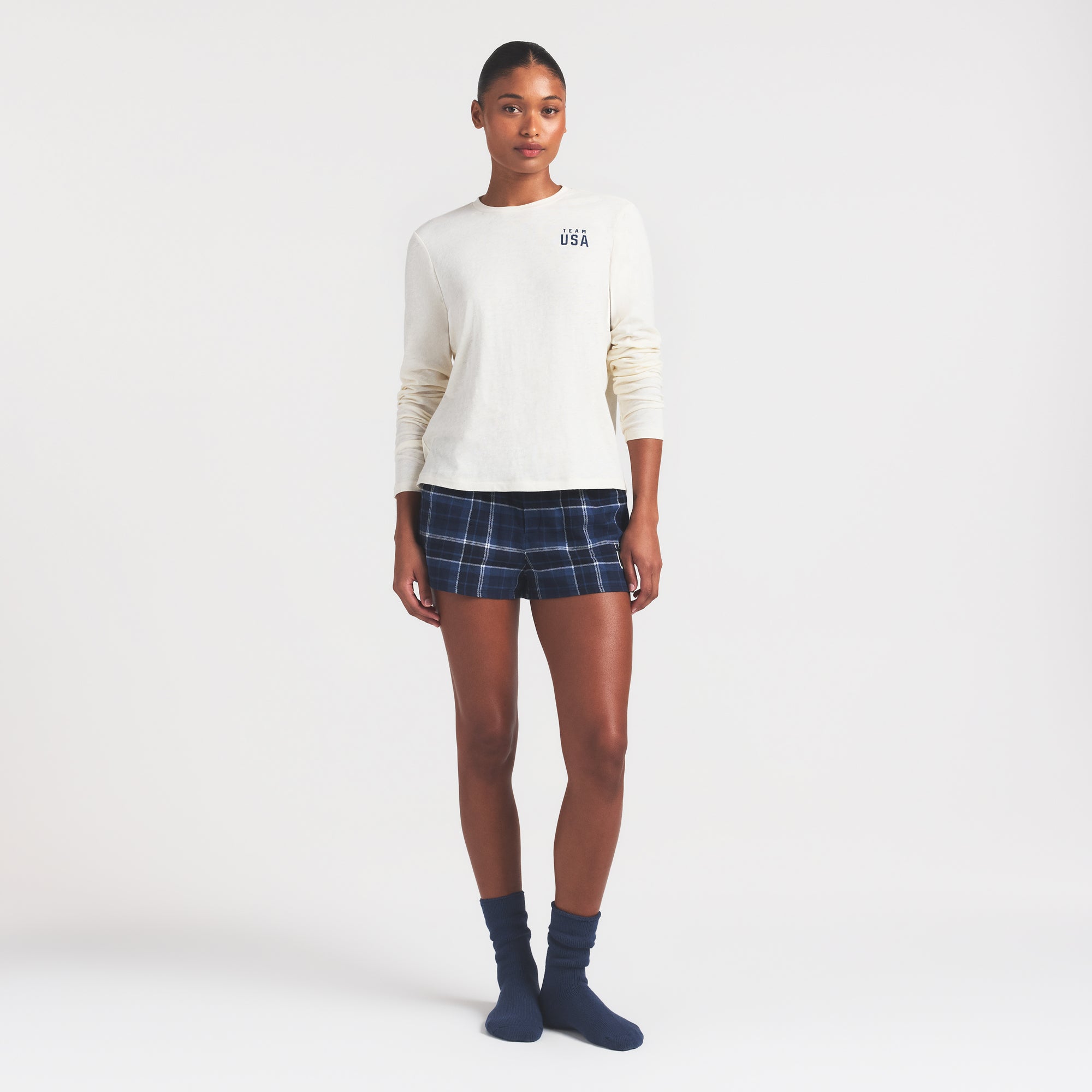 SKIMS FOR TEAM USA WORN IN JERSEY OLYMPIC LONG SLEEVE T-SHIRT | ECRU - Image 2